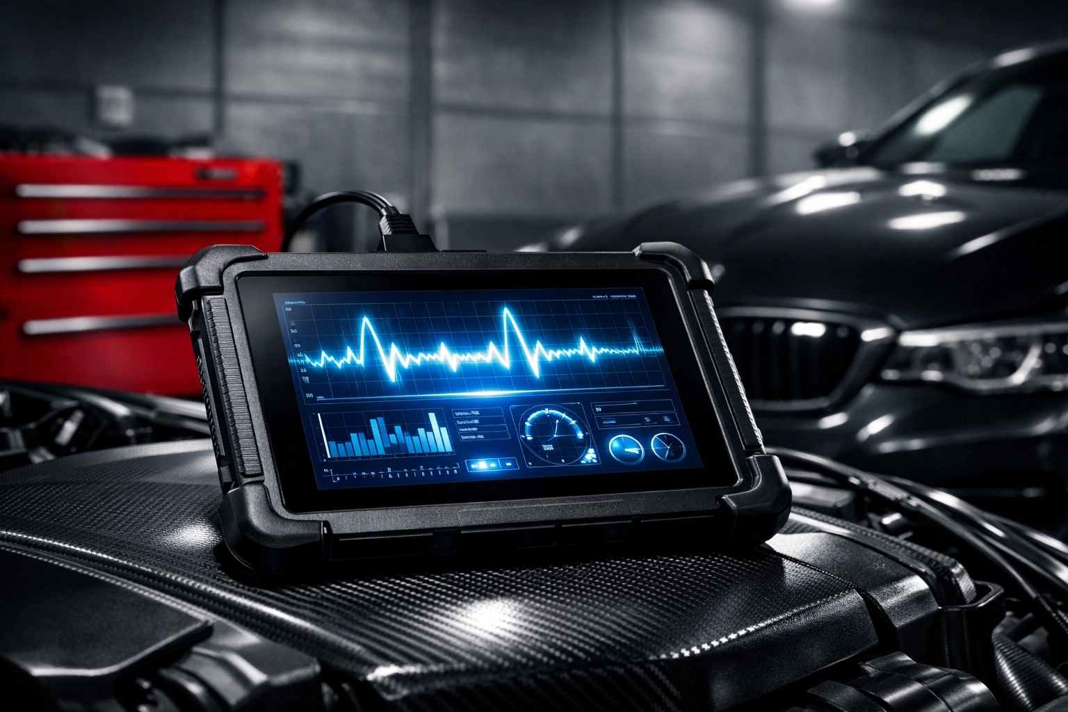 Diagnostic tool testing for transmission repair near me at ASAP Automotive & Transmission in Bear, DE.