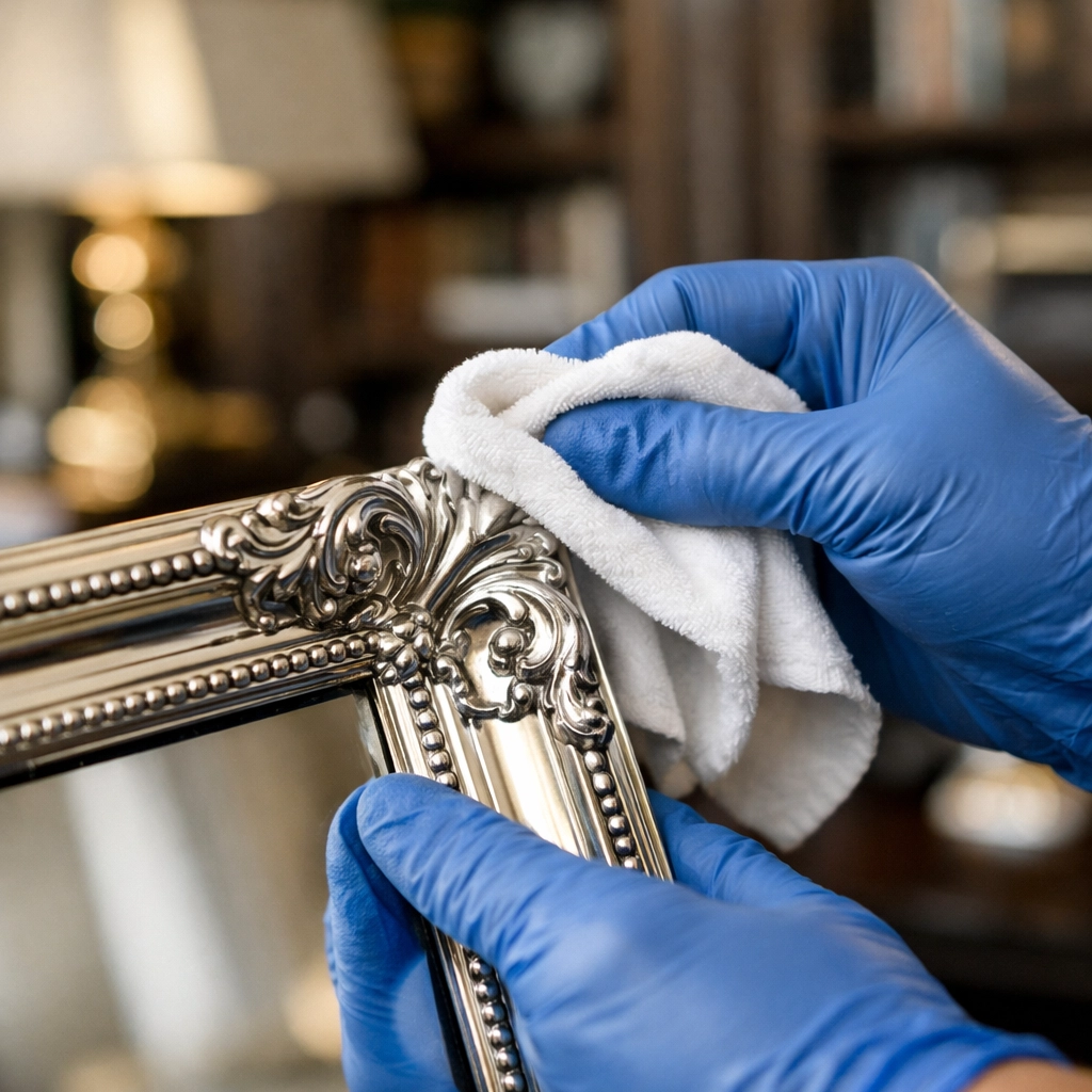 Detail-oriented weekly house cleaning in Sherborn, polishing delicate home fixtures with precision.