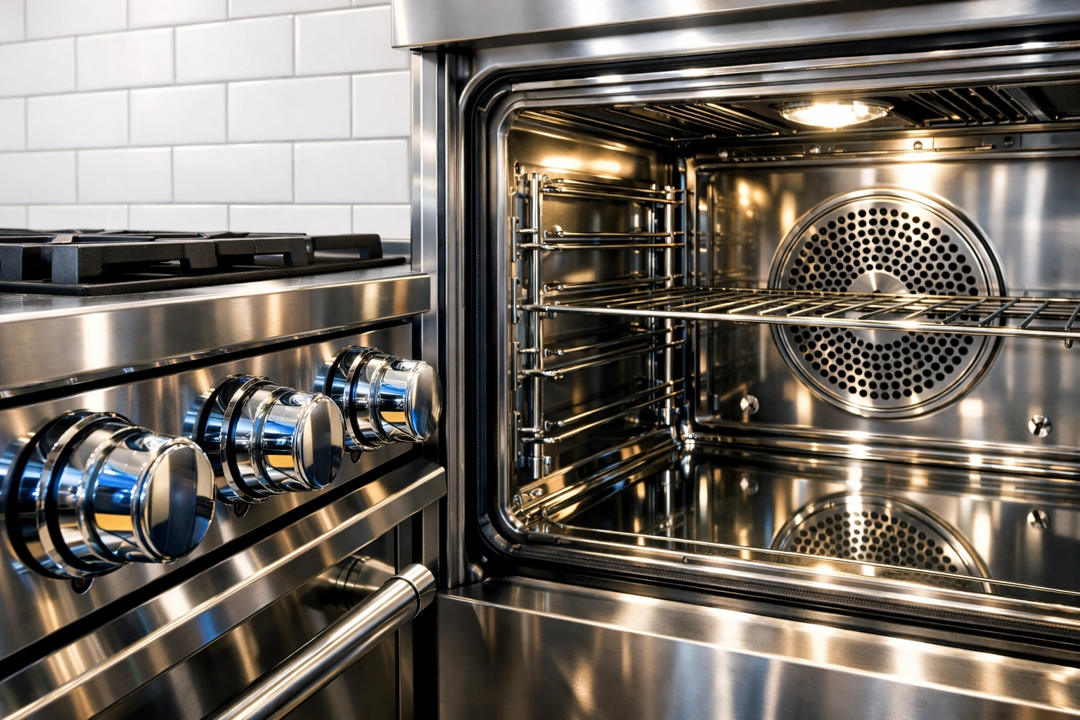 Deep cleaned stainless steel stove in a Groton apartment, illustrating professional cleaning detail.