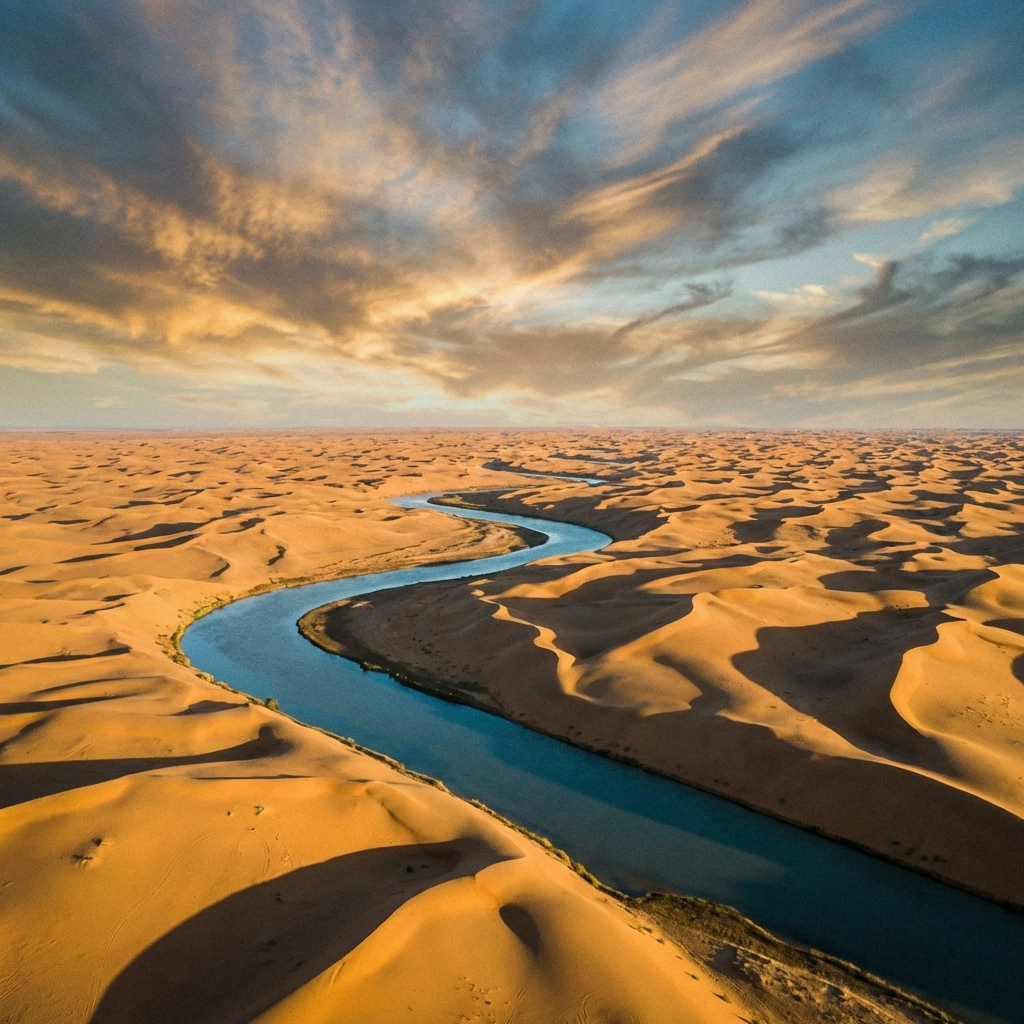 A river cutting through a desert illustrates liquidity challenges in private equity investments.