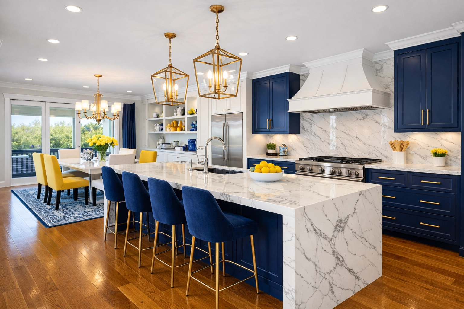 A spotless luxury kitchen after a comprehensive post-construction cleaning service.