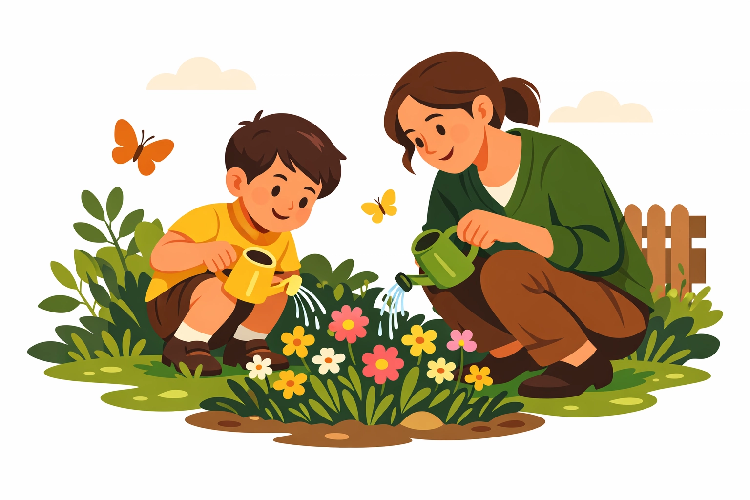 Therapist and child enjoying outdoor sensory play with watering cans, showing the heart of in-home autism support.