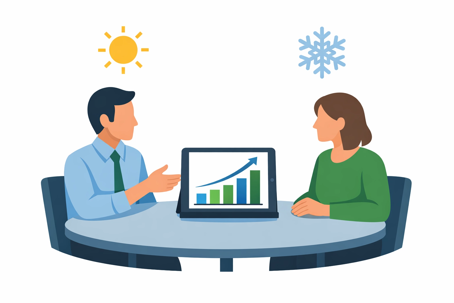 Tax professional and client discussing year-round tax strategy and refund optimization.