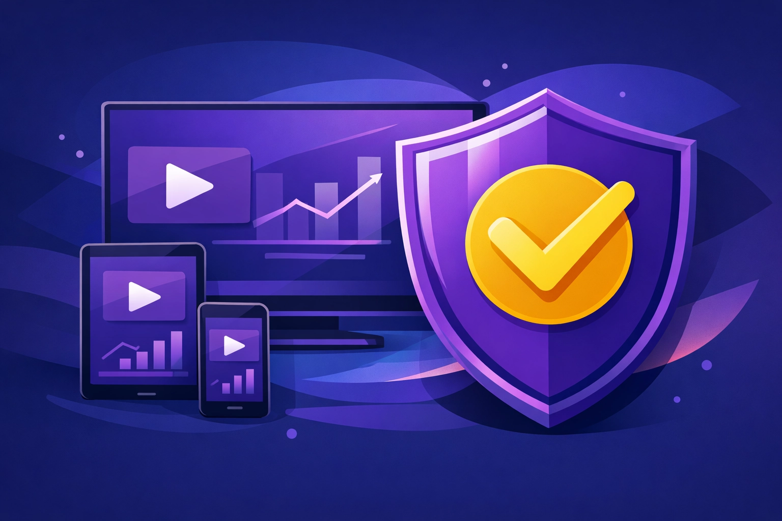 A protective shield symbolizing political ad compliance for streaming TV and mobile digital advertising.