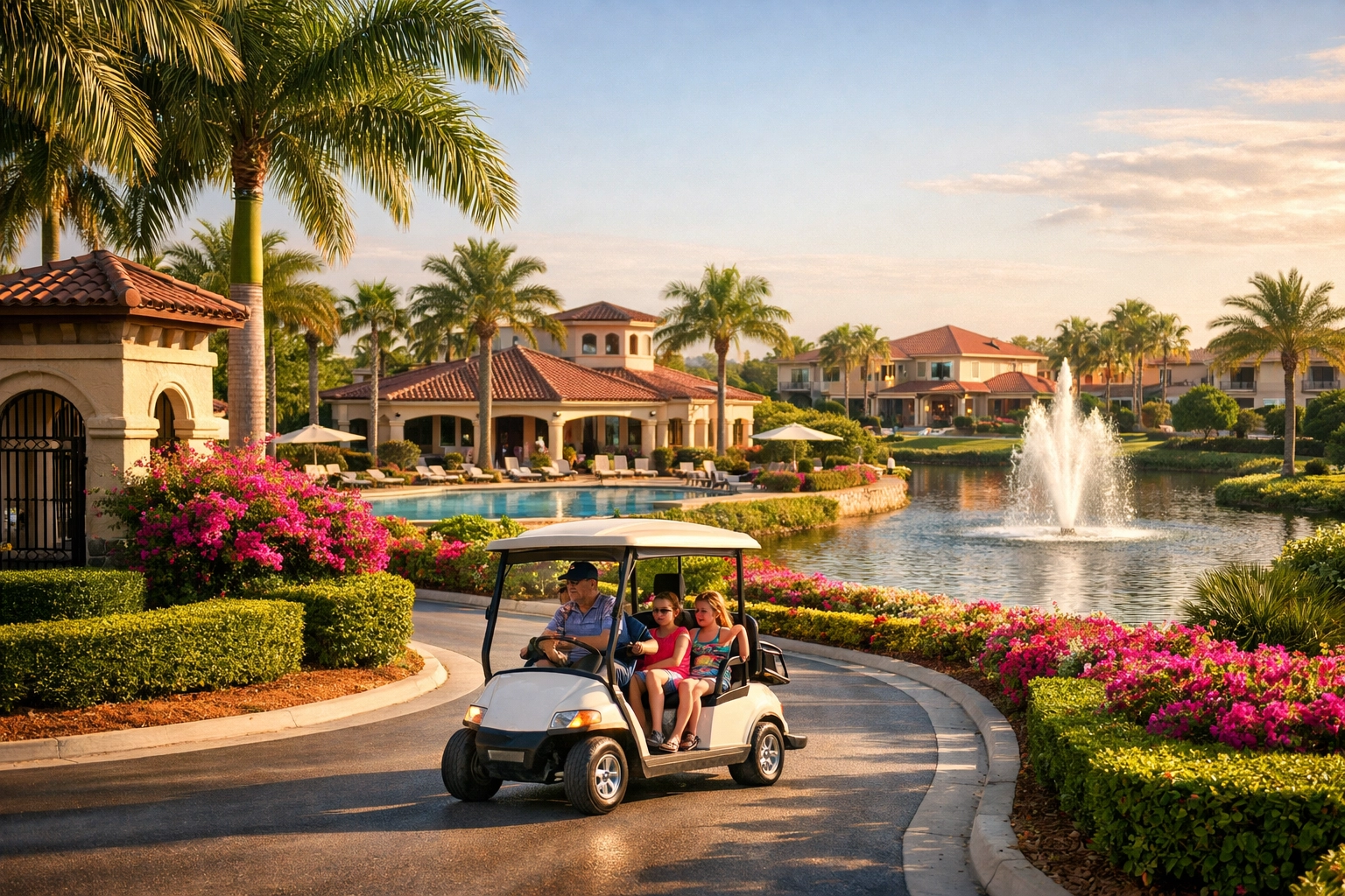 Gated community in Cape Coral Southwest with Mediterranean homes and resort amenities