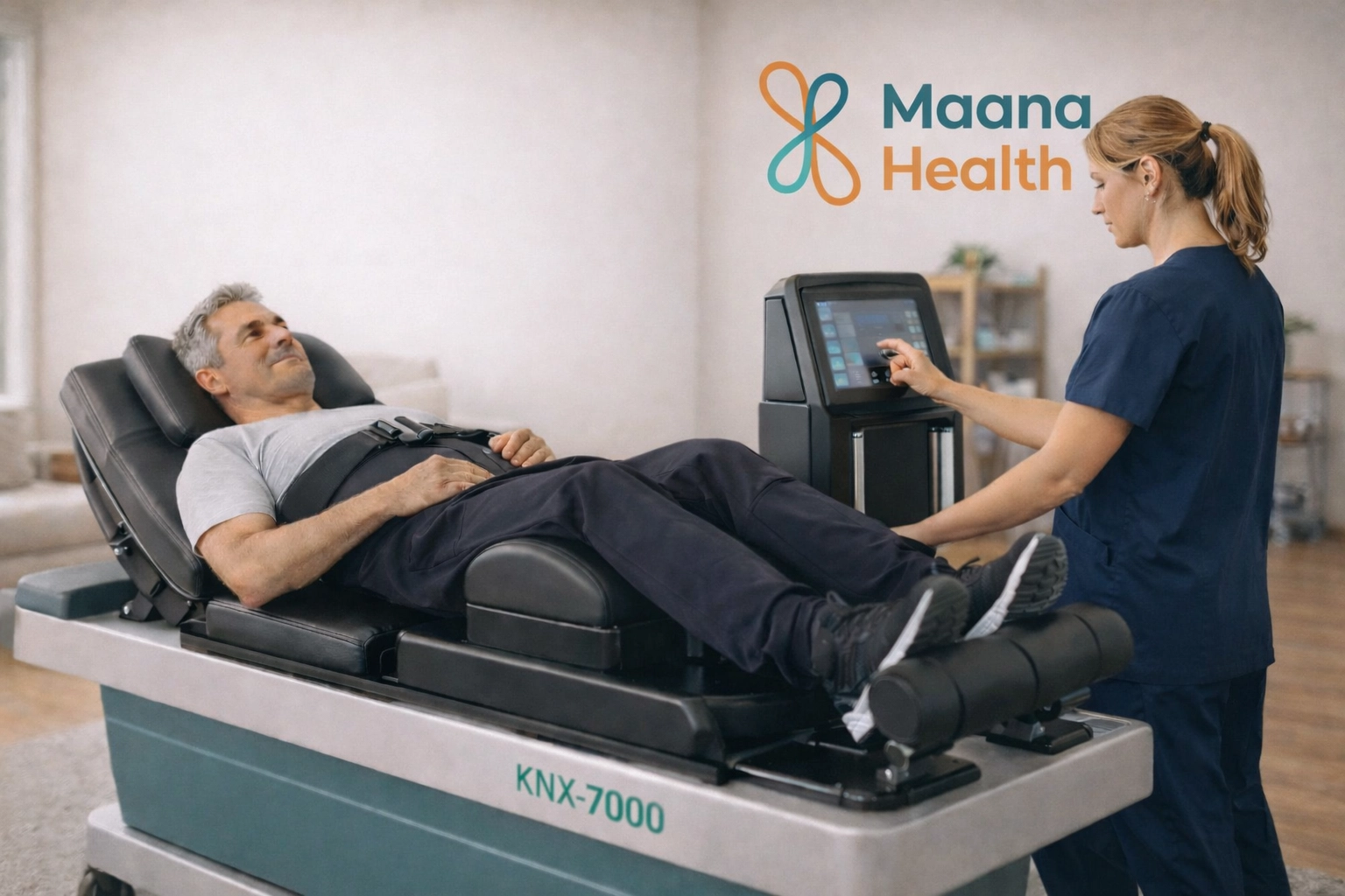 Advanced spinal decompression therapy for non-surgical sciatica relief at a specialized clinic in Kozhikode.