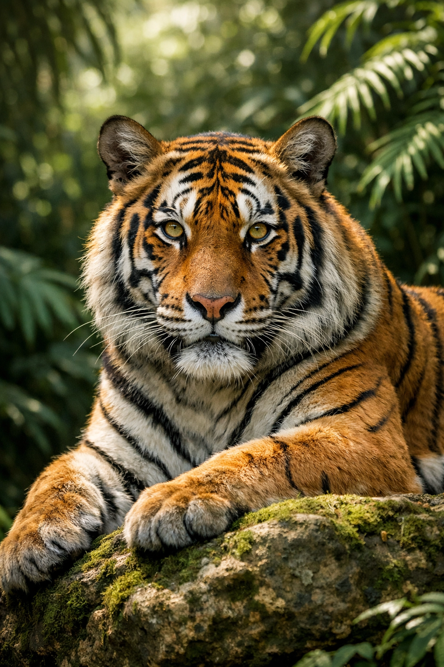 Portrait of a Bengal tiger in a natural habitat, showcasing authentic zoo marketing imagery.