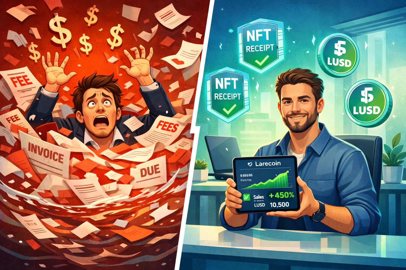 Merchant comparison: traditional payment fees vs Web3 crypto payments with NFT receipts