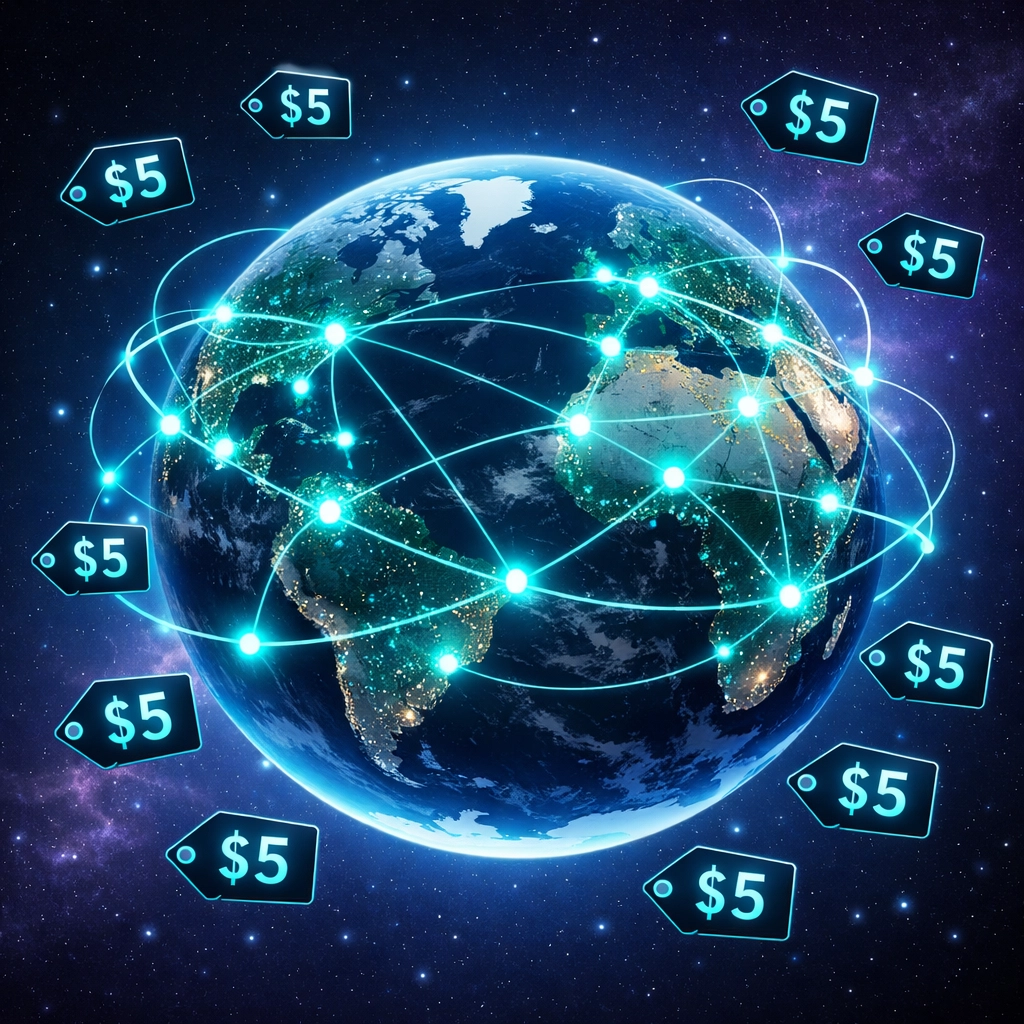 Global payment network with equal LUSD stablecoin fees across all countries