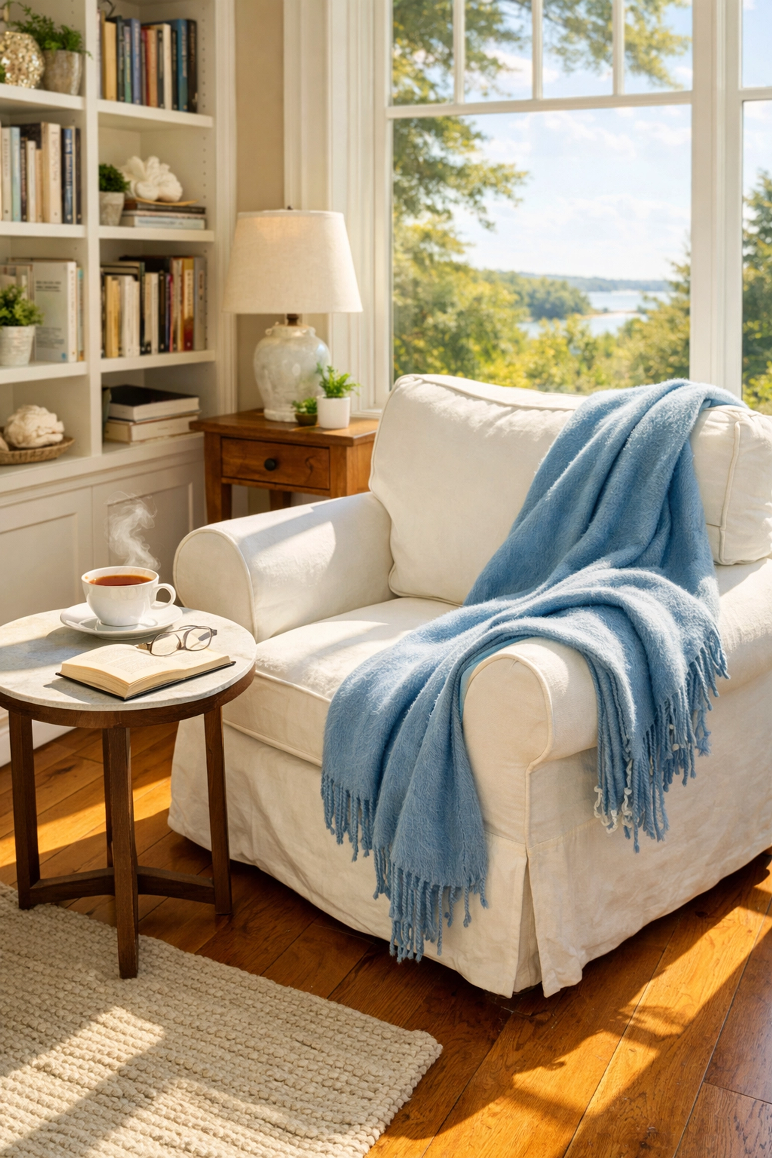Weekly house cleaning ensures a stress-free, tidy reading nook in a professionally maintained Massachusetts home.