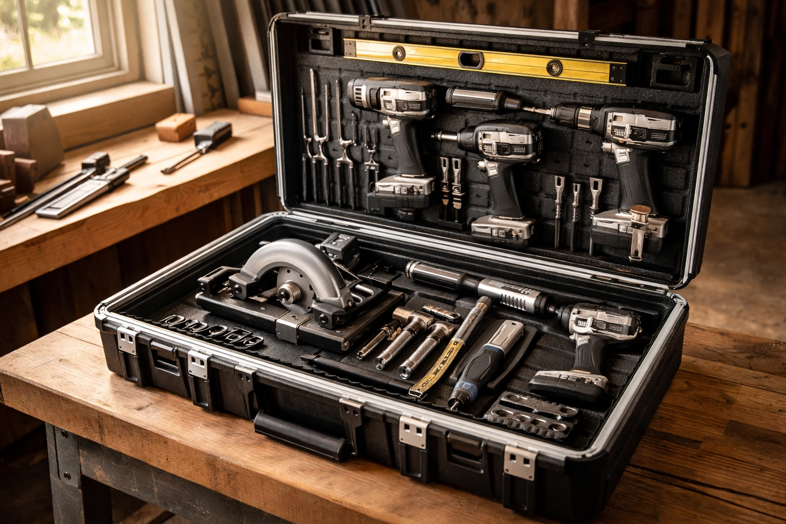 Organized contractor tools in a toolbox demonstrate the importance of tool and equipment insurance coverage.