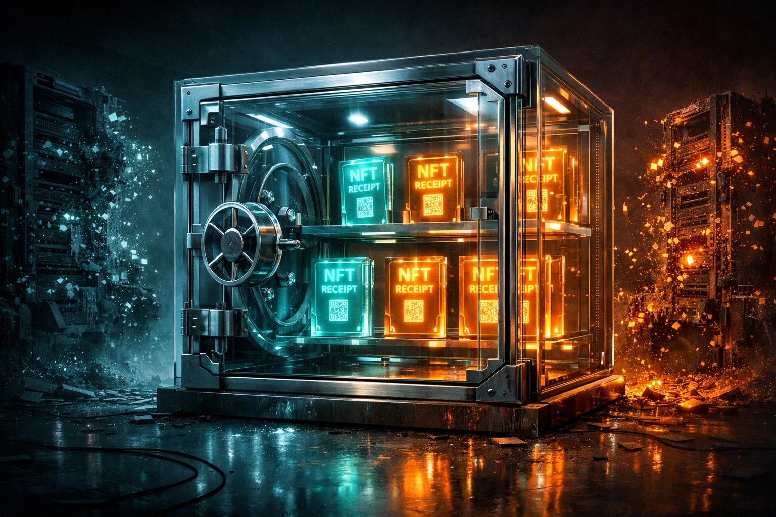 Secure NFT receipt storage on blockchain protecting merchant financial data permanently