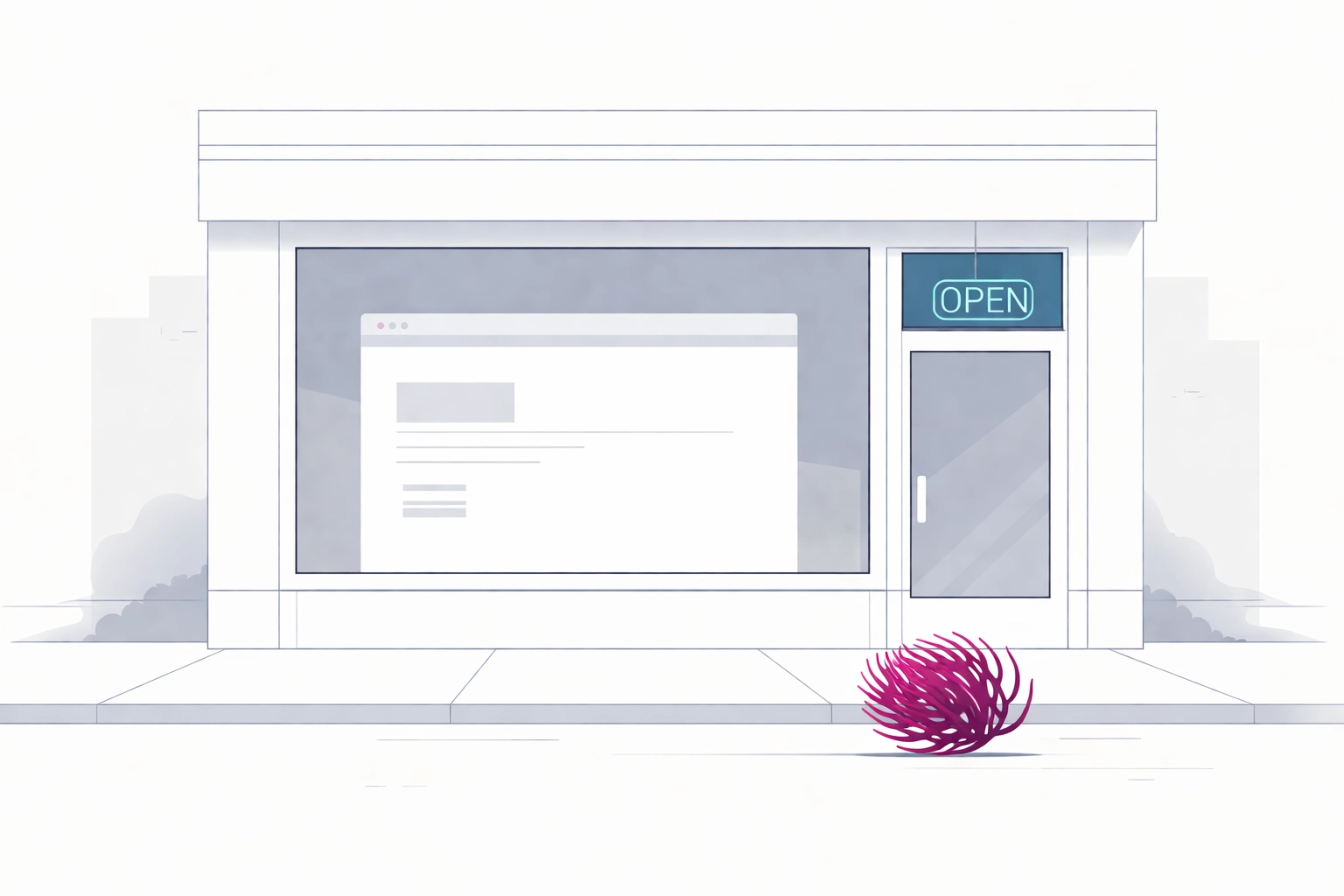 Empty storefront representing a website without lead generation or booked appointments