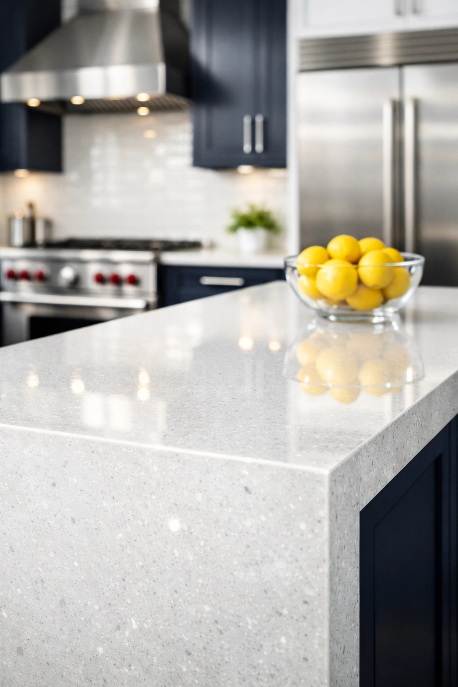 Deep cleaning services in a luxury Seaport kitchen with spotless stainless steel and quartz.