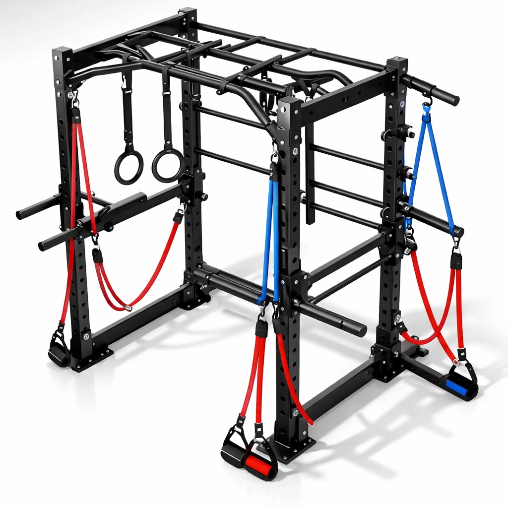 Versatile calisthenics training system with multiple grips and resistance band attachment points