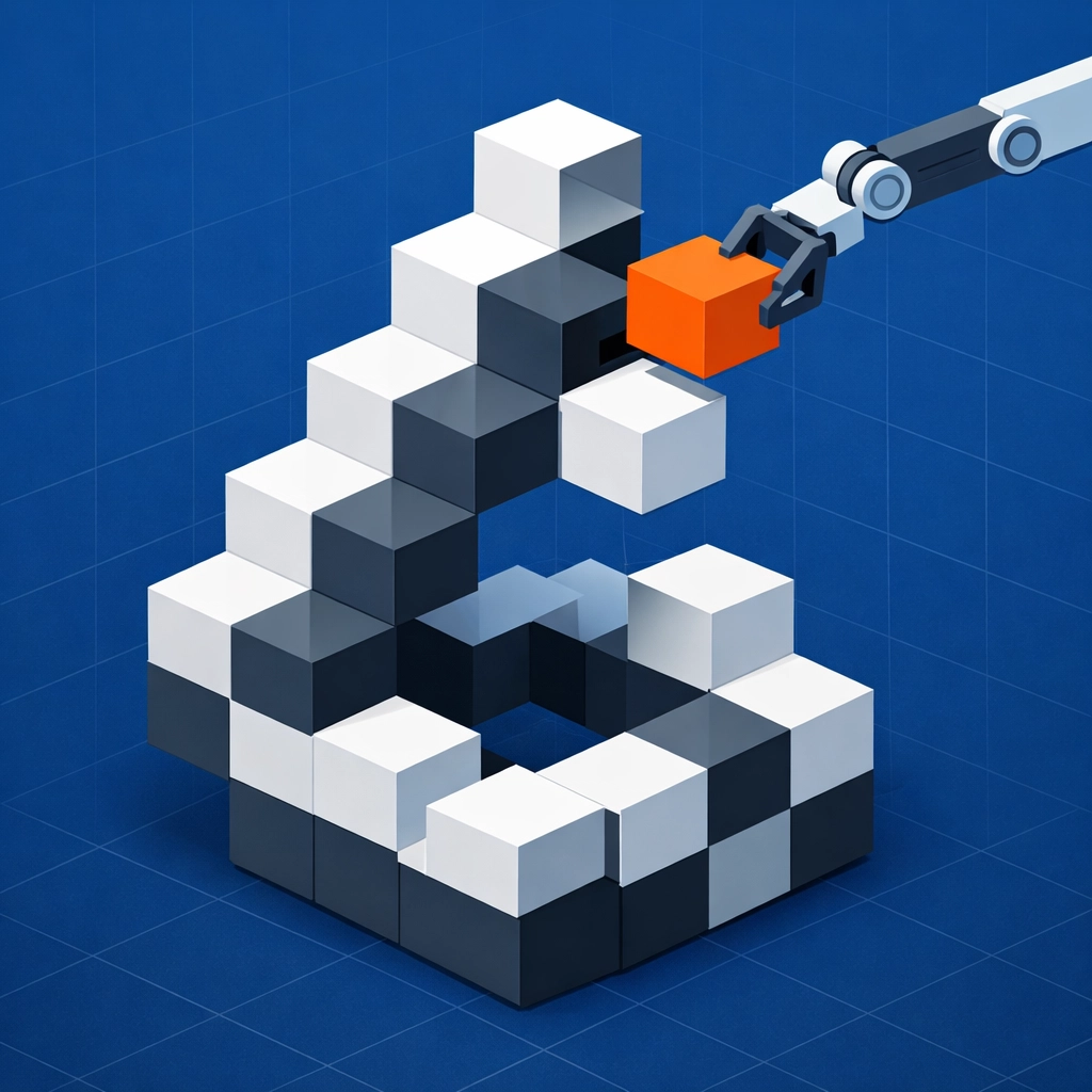 Modular blocks representing the scalability and growth of custom web application development.