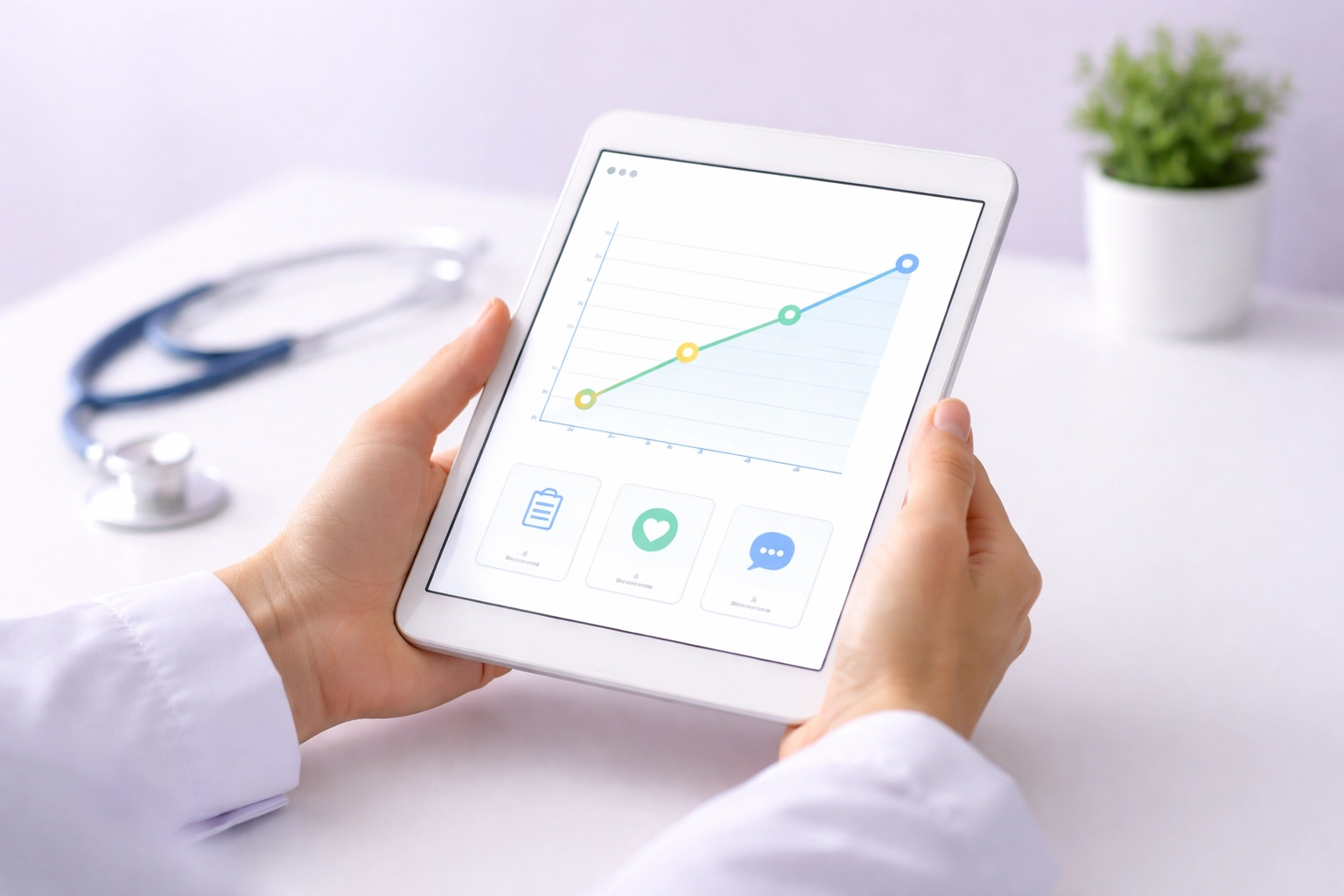 Healthcare provider reviewing weight loss progress on tablet, highlighting telehealth monitoring for GLP-1 medications
