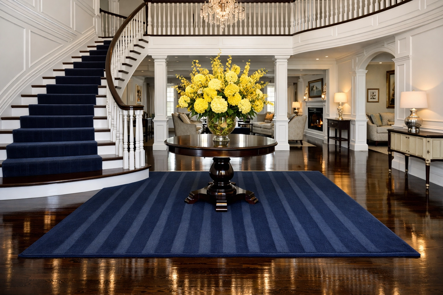 Immaculate Wellesley foyer with gleaming floors from a professional weekly house cleaning in Wellesley MA.