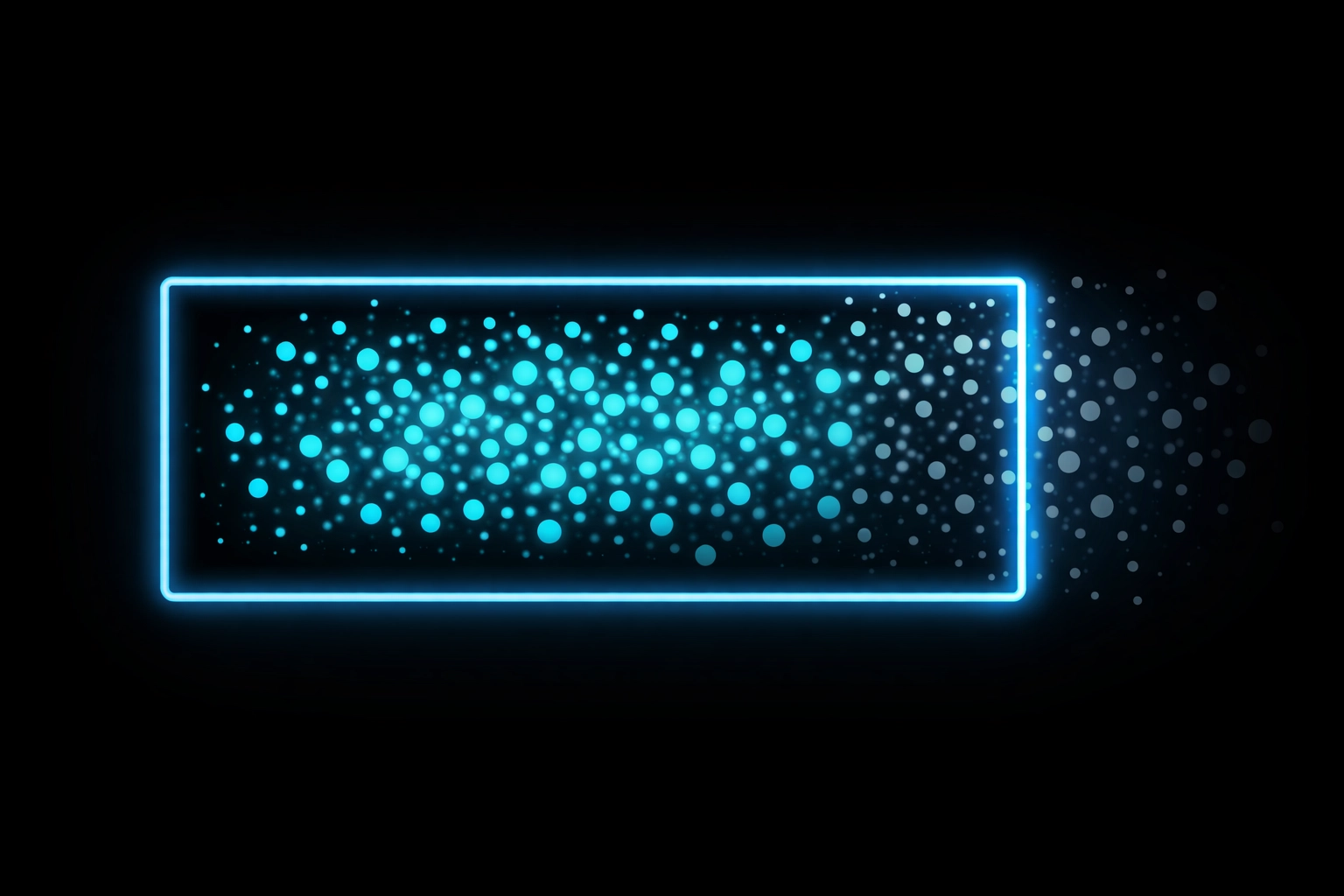 Horizontal neon frame filled with glowing nodes, representing the growing but limited context window of LLMs.