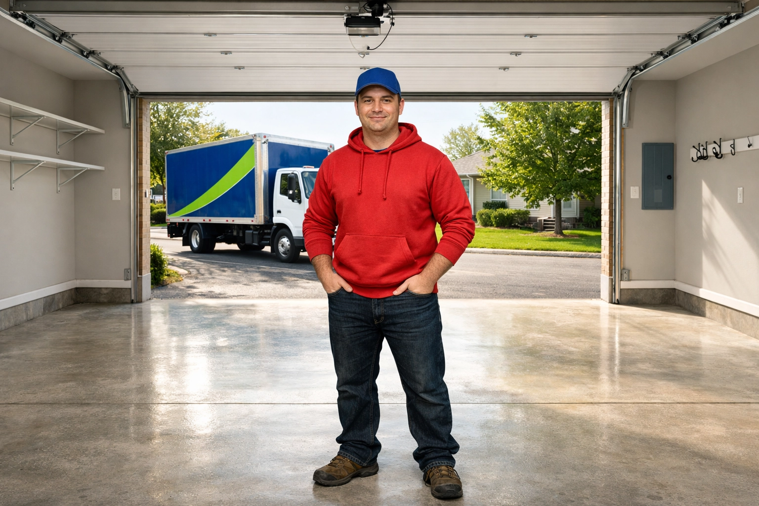 Empty, swept garage in Innisfil after a professional junk removal and cleanout service by Junk GTA.