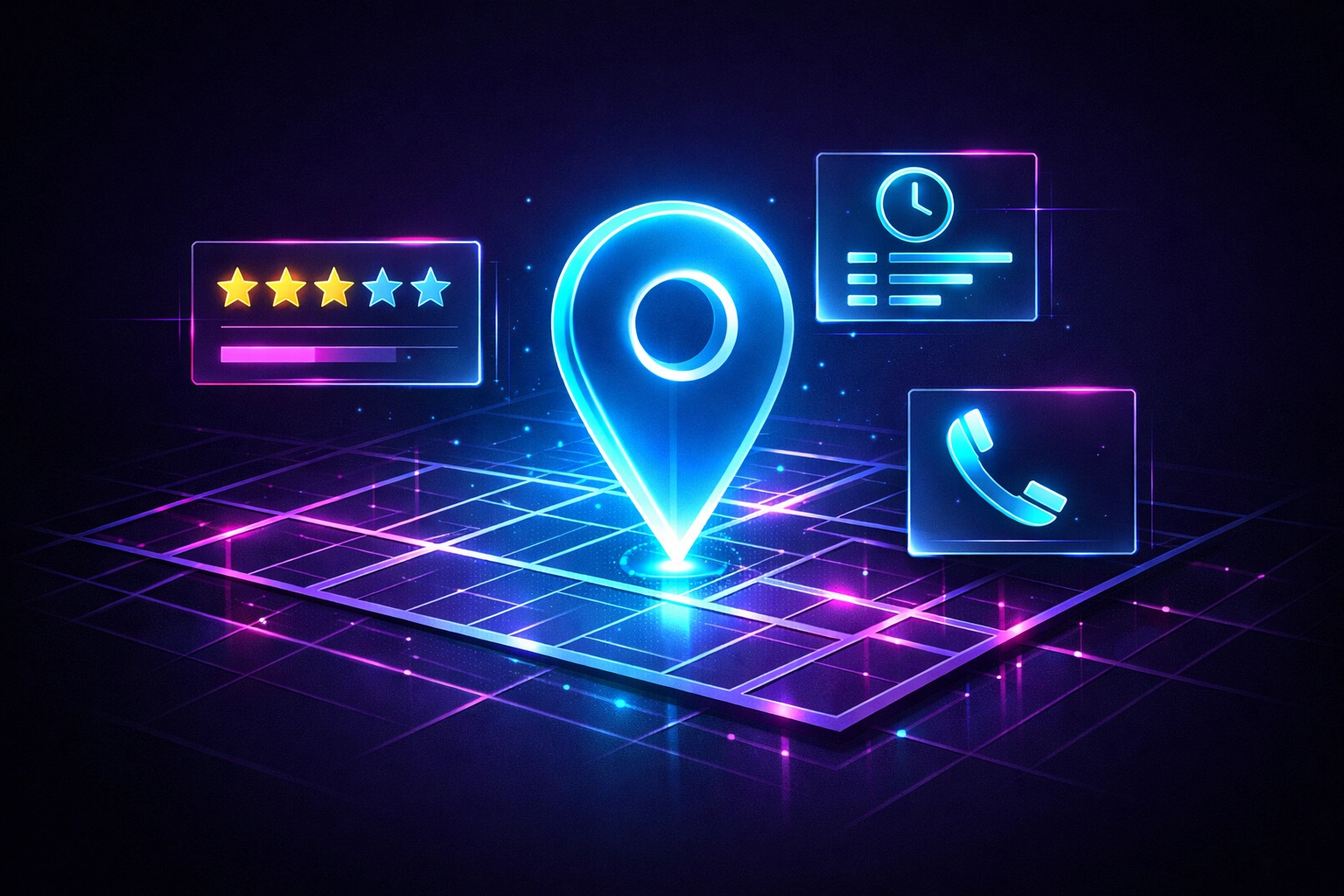 Digital map with a location pin on a tablet highlighting Google Business Profile optimization.