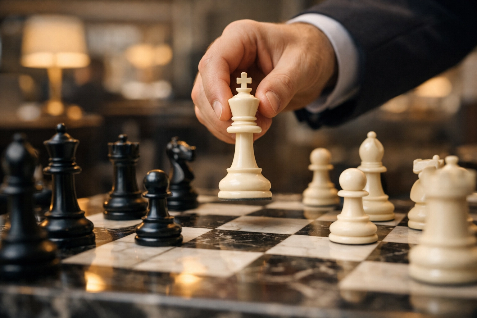 Chess game symbolizing strategic positioning in private equity negotiations