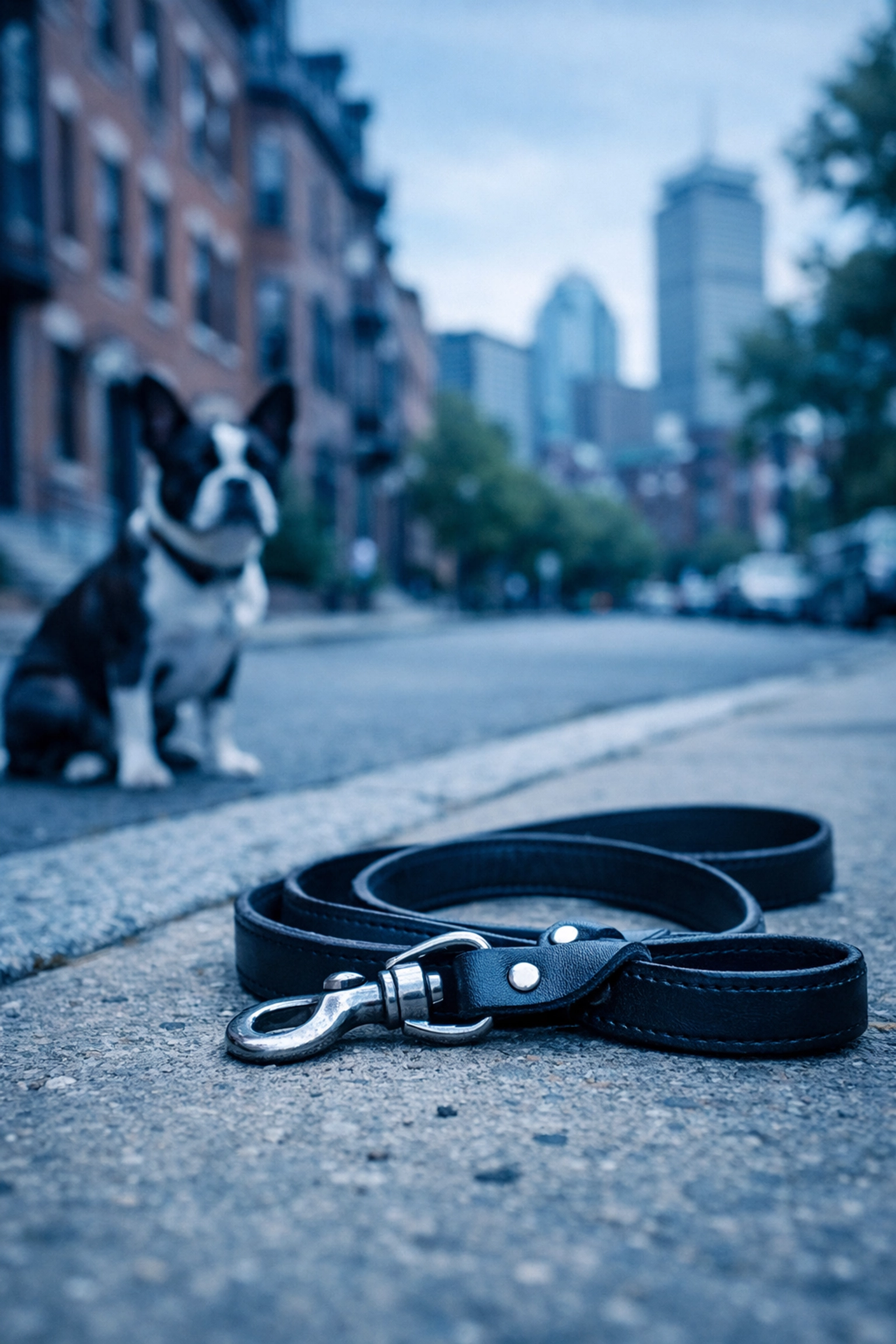 Dog leash on Boston sidewalk illustrating city leash law requirements