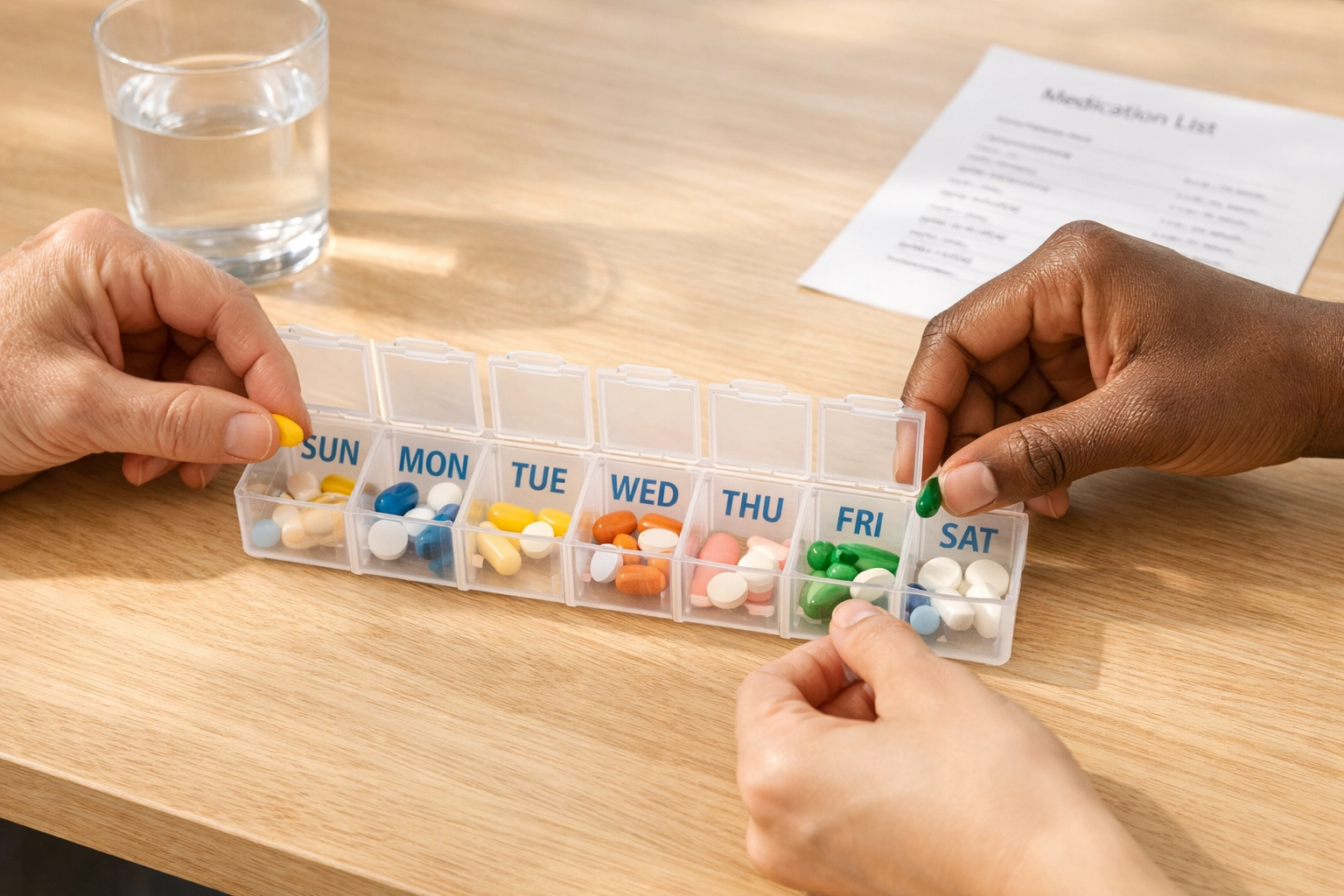 Organizing weekly medication reminders for senior home care in Prince William County