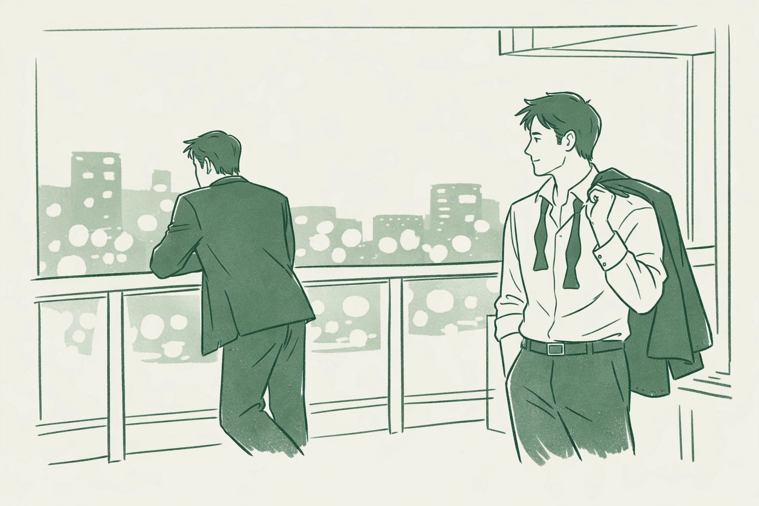 Two men in formal attire share intimate moment on terrace during charity gala - MM romance football story