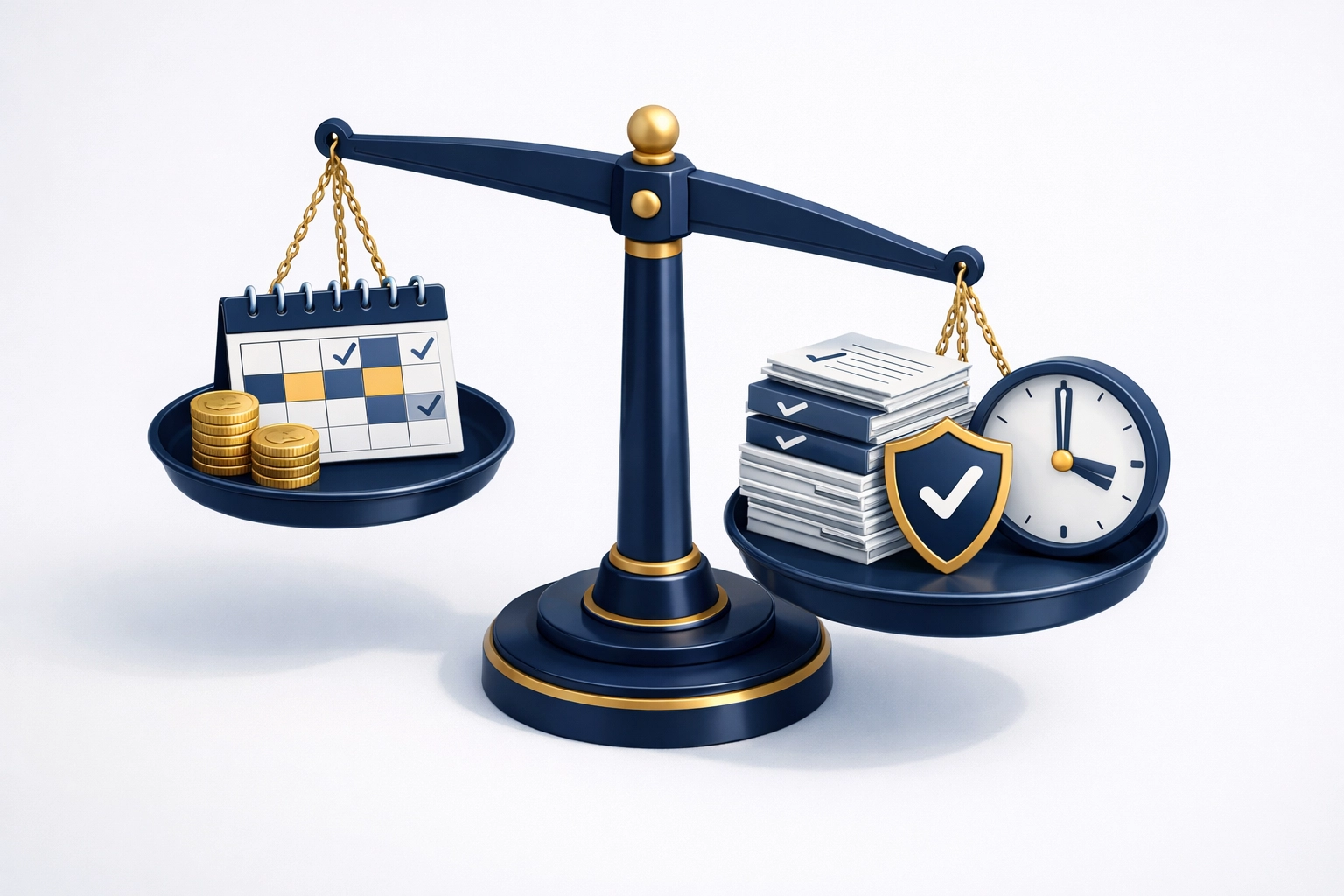 Scale comparing DIY bookkeeping costs with outsourced bookkeeping benefits for service businesses