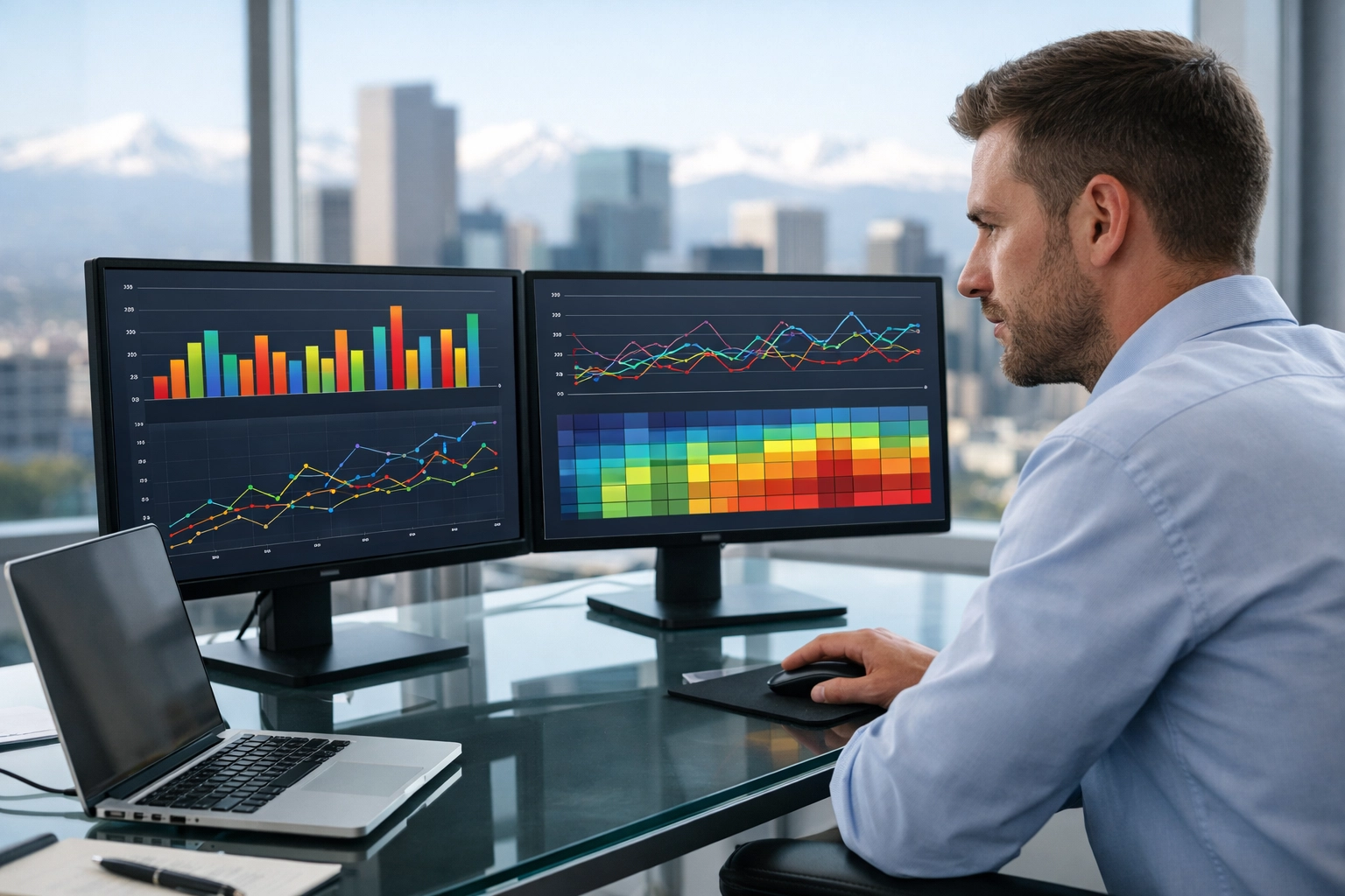 Marketing analyst studying data visualizations to help modernize media assets and scale a sports marketing agency.