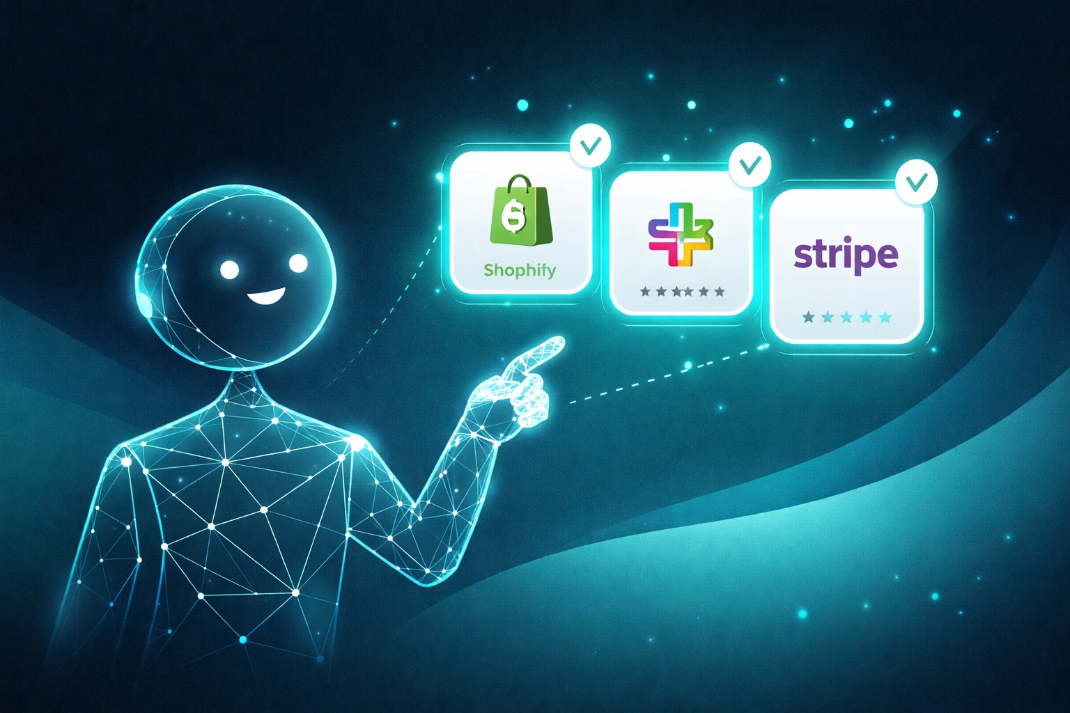 Abstract AI assistant selecting and citing specific brands, representing how LLMs choose sources for AI-driven search answers.