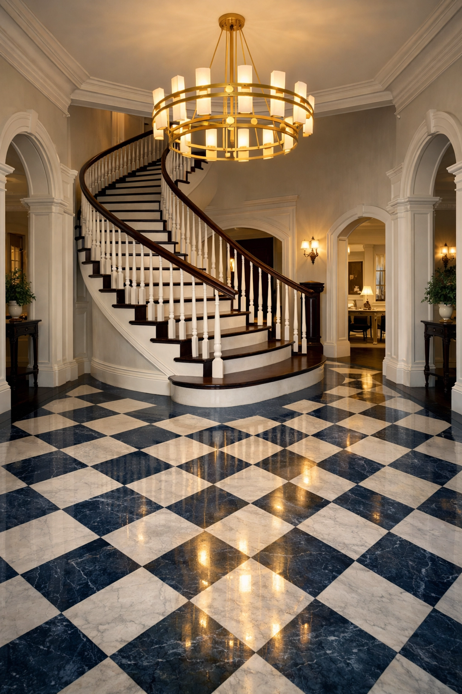 Elegant grand foyer in Dover reflecting the elite quality of expert residential cleaning Massachusetts.