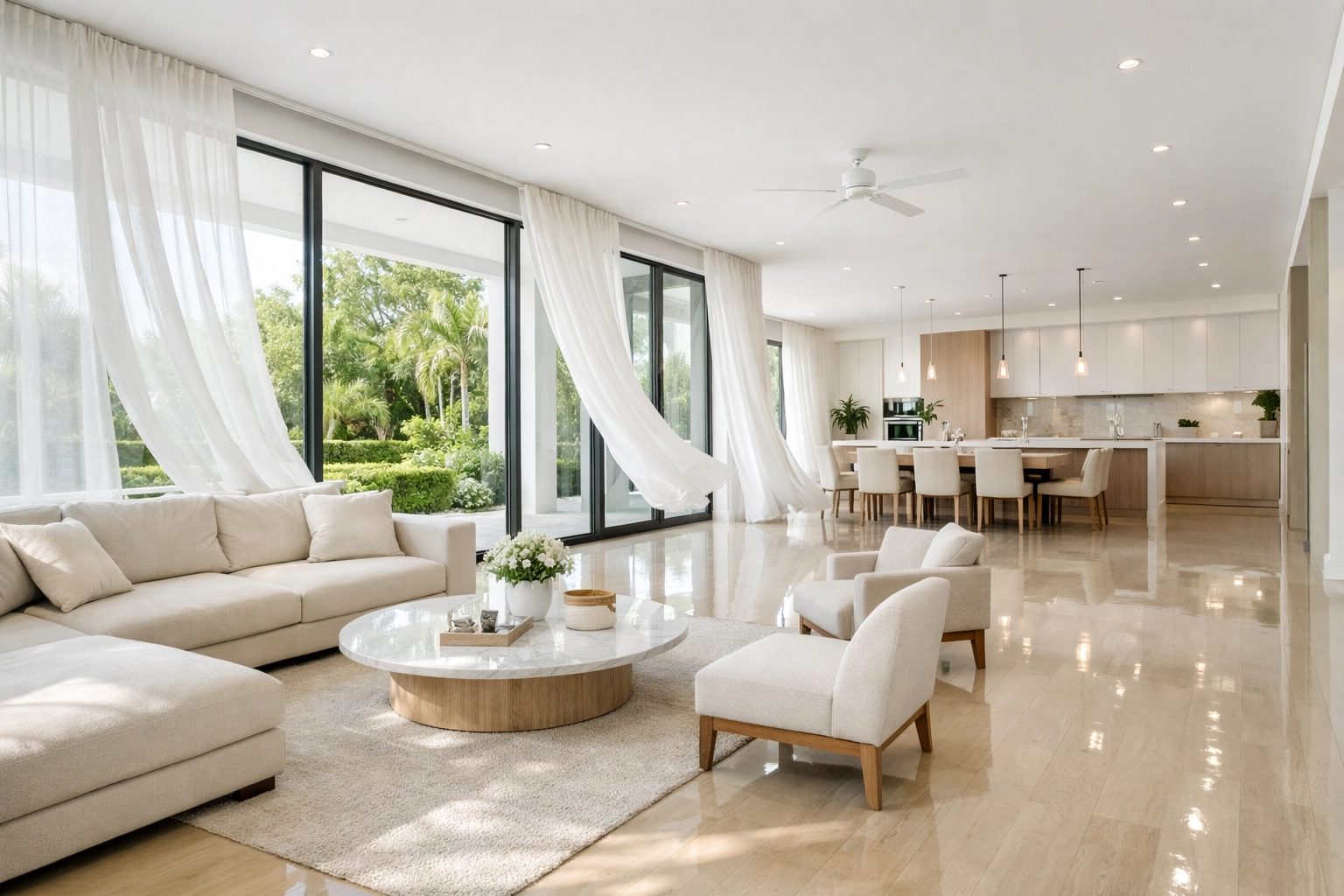 Polished luxury living room in Orlando showing high-end move in cleaning results.