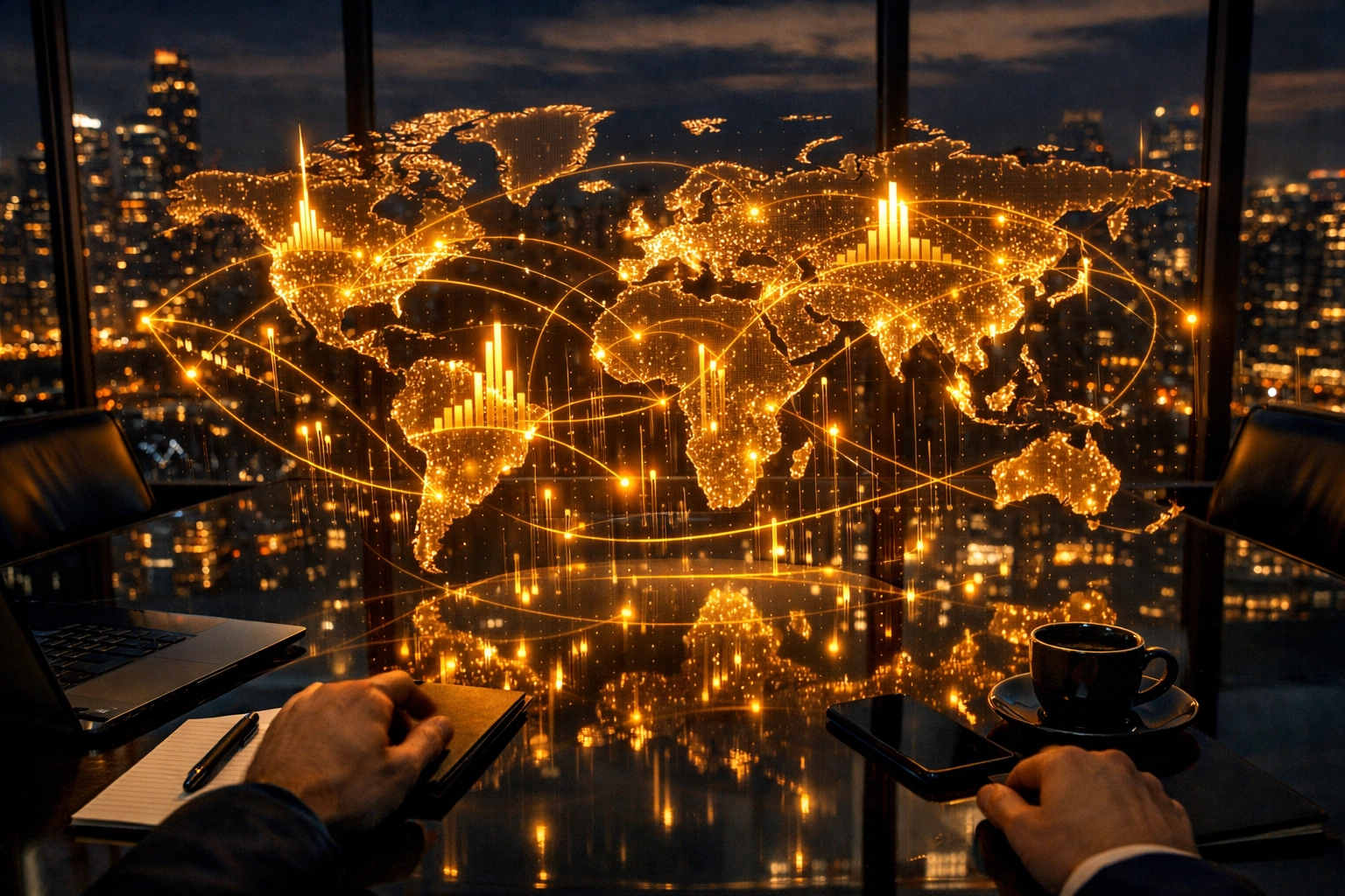 Globale Datenvisualisierung für CEOs zur strategischen Planung und Umsetzung einer KI-Strategie.