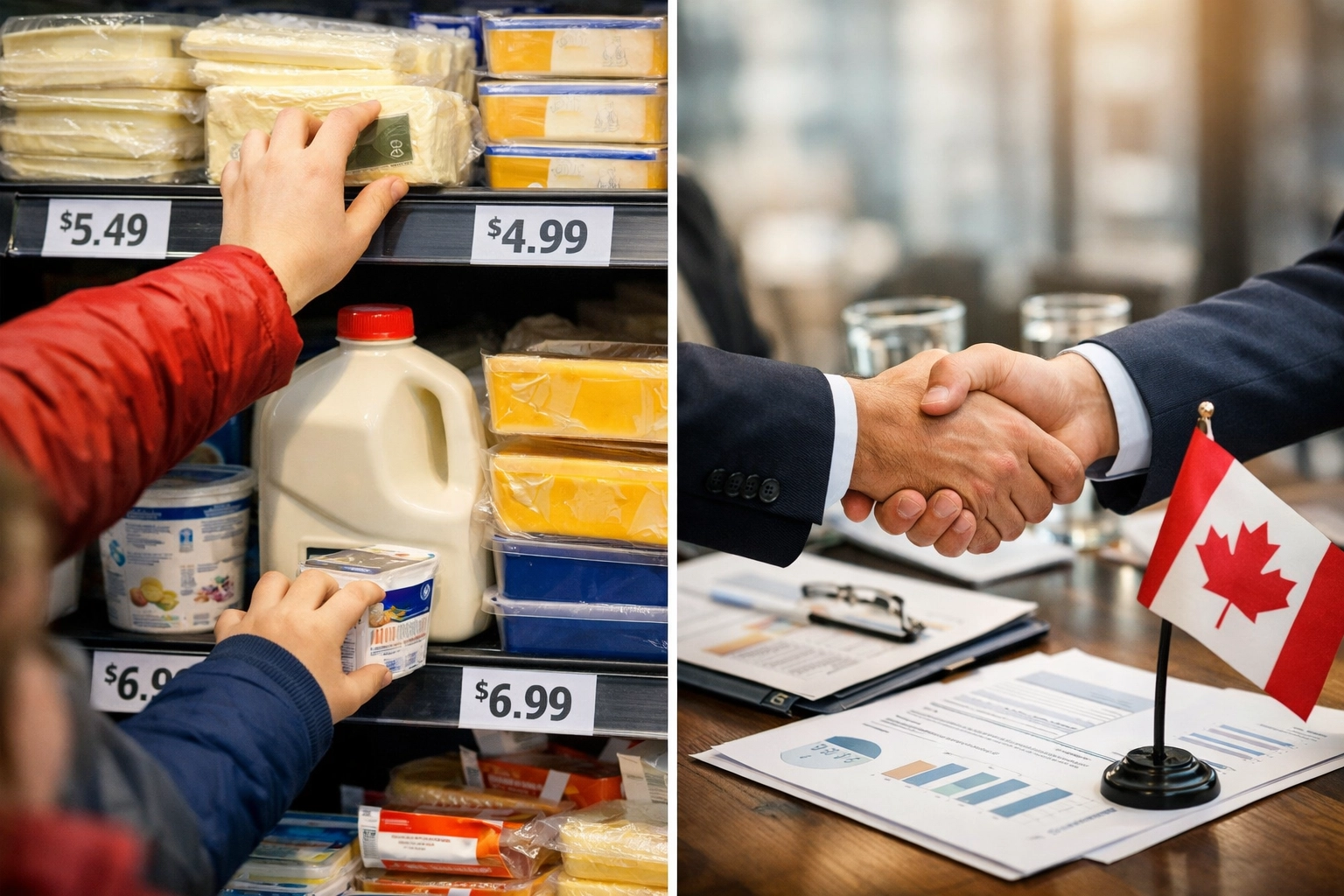 Canadian grocery shopping and trade negotiations illustrating supply management sovereignty debate