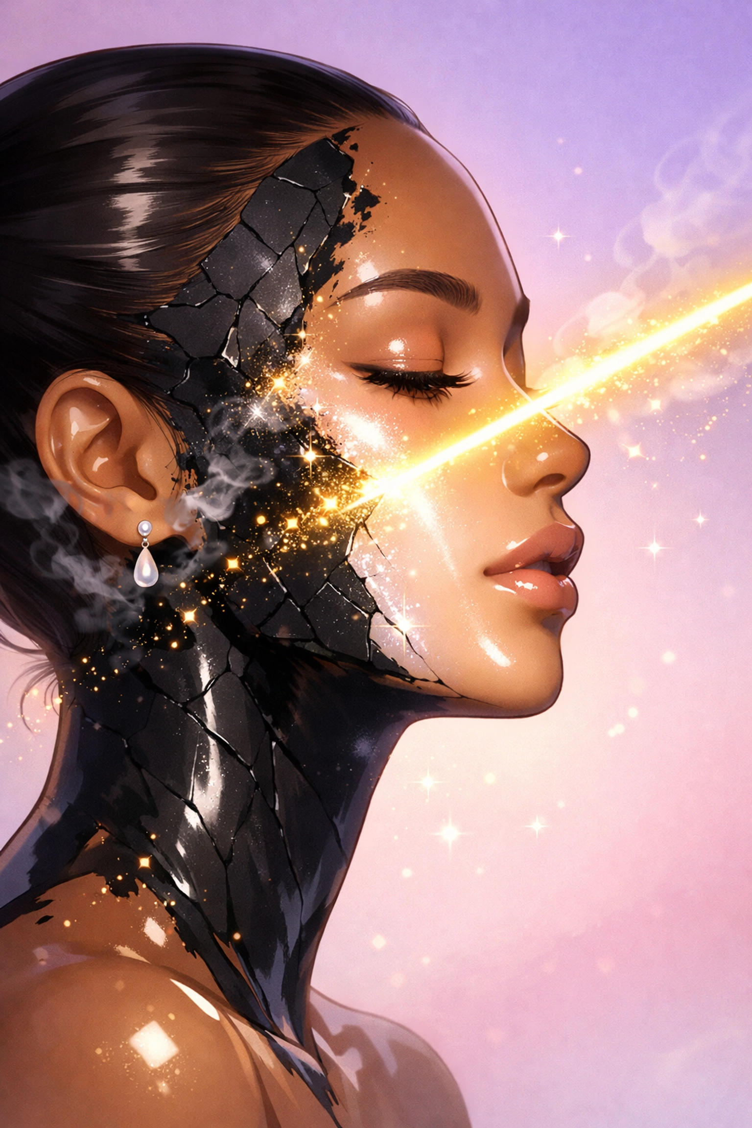 Hollywood Carbon Glow facial treatment revealing radiant glass skin through laser exfoliation.