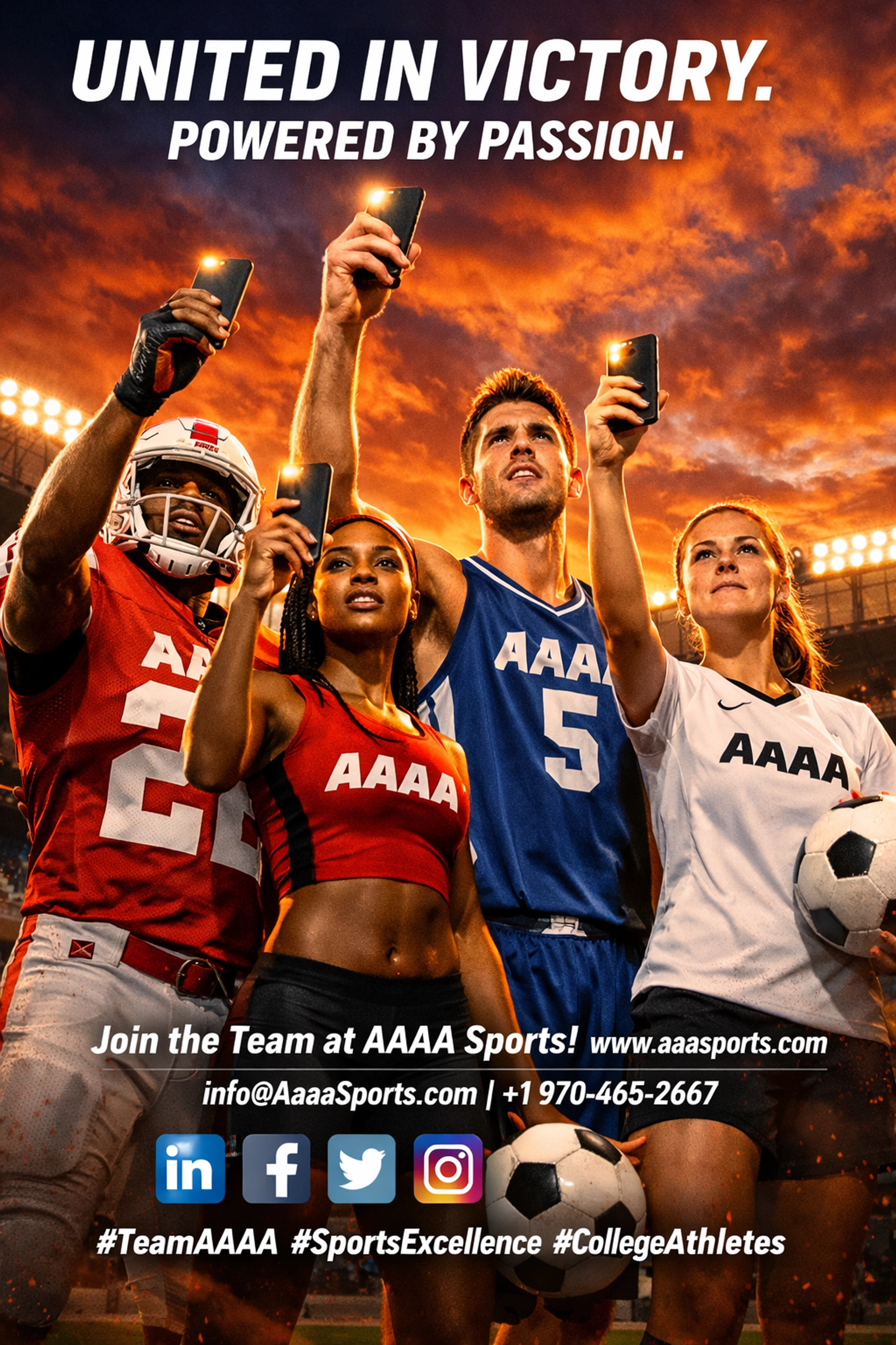 College athletes holding smartphones in stadium representing NIL marketing power for Super Bowl