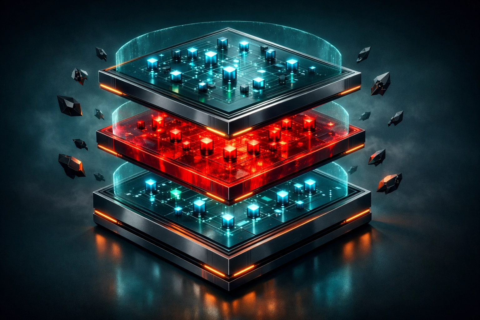 WordPress server infrastructure showing malware infection layers and backdoor vulnerabilities