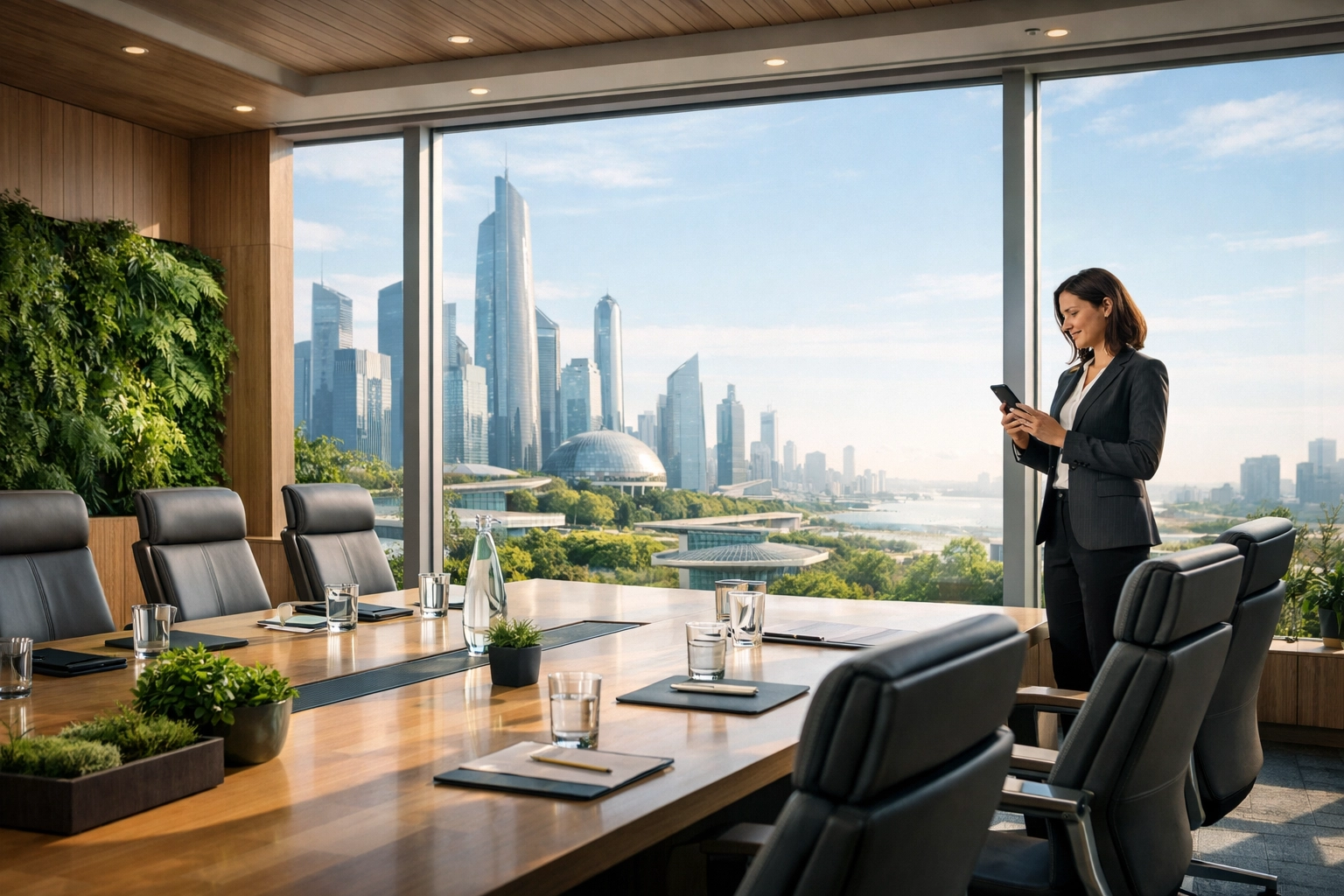 Executive reviewing ServiceNow governance and DORA compliance metrics in a modern boardroom.