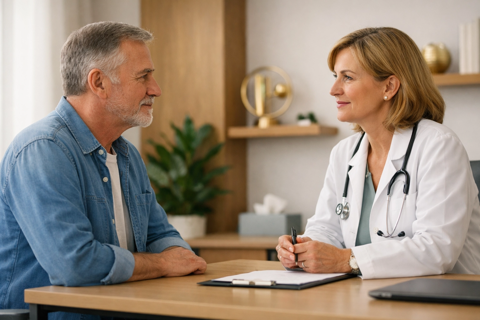 Patient consulting with healthcare provider about erectile dysfunction treatment options