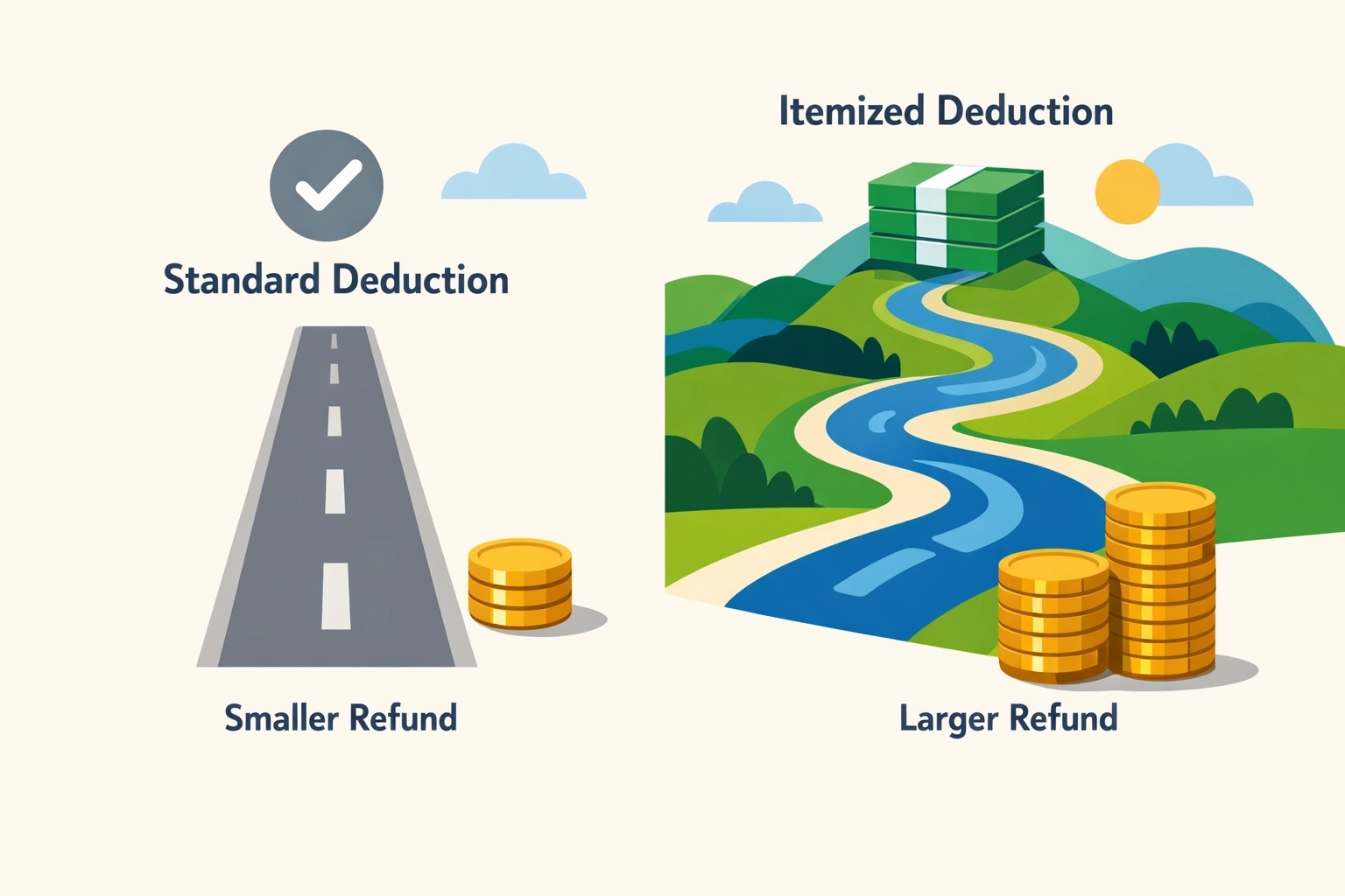Comparing standard deduction versus itemizing to maximize tax refund
