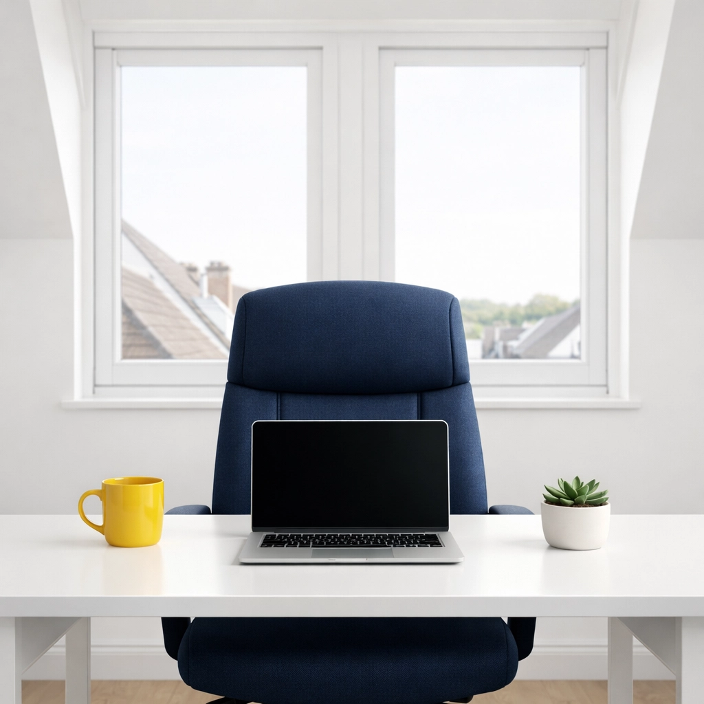 A perfectly organized and clean home office in a Shrewsbury apartment, ideal for productive work.