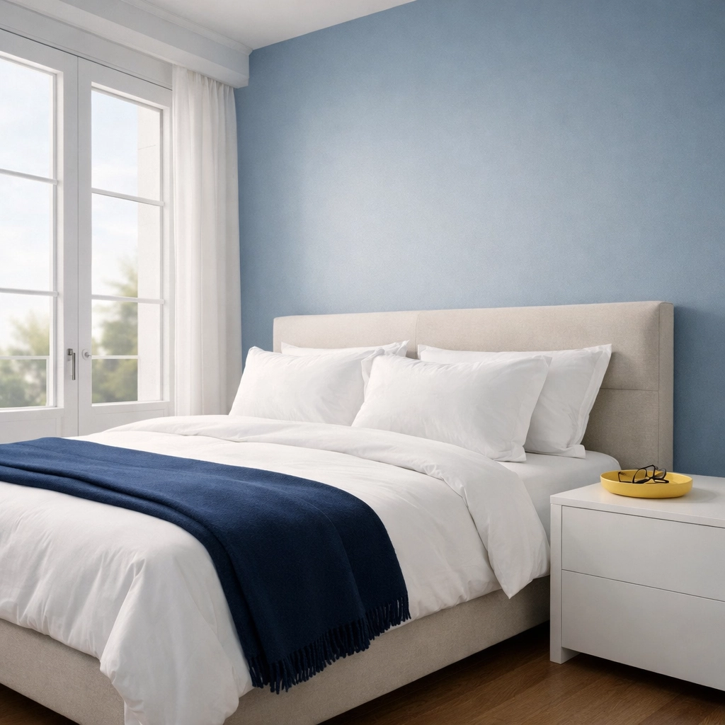 Clean and organized master bedroom providing mental peace through professional home cleaning.