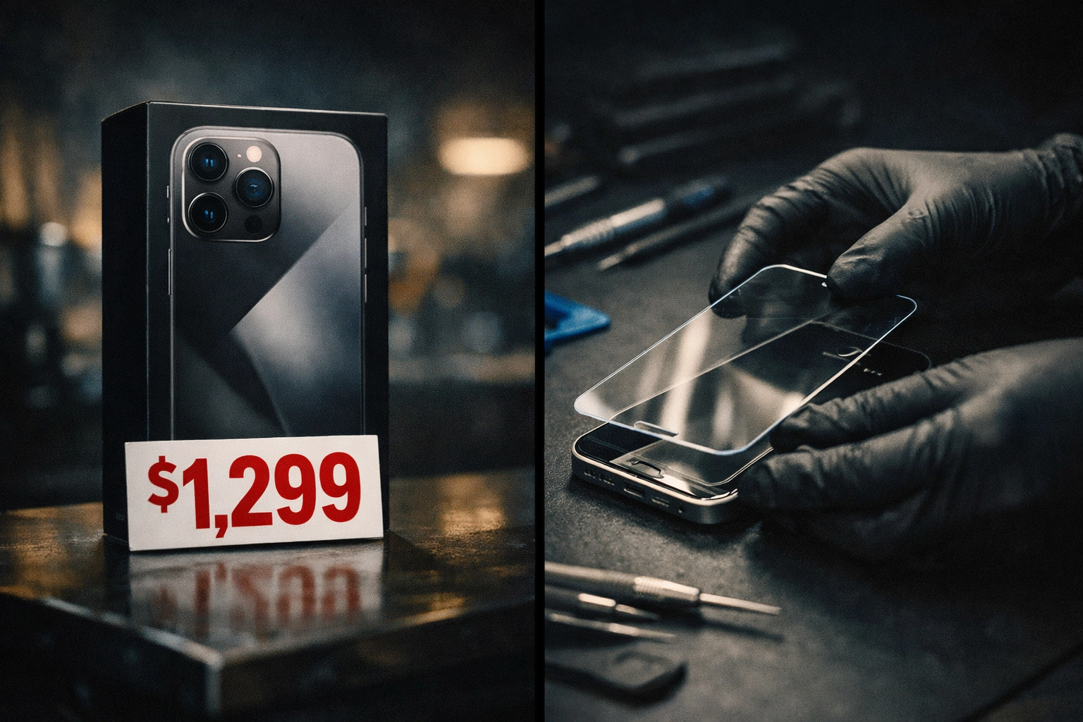 Cost comparison showing new iPhone price tag versus affordable screen repair in NYC