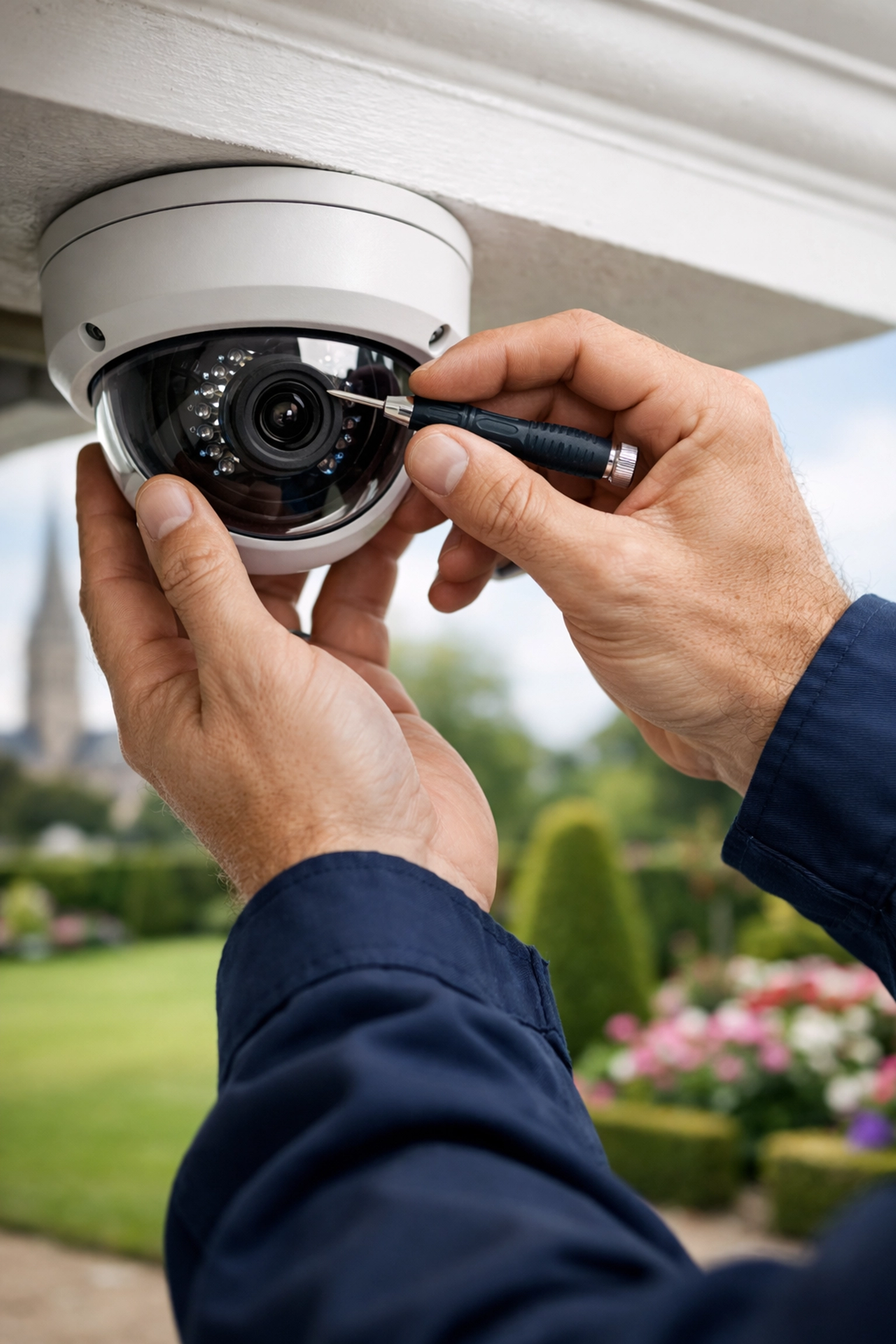 Expert CCTV installation in Salisbury by a professional technician ensuring perfect camera angles.