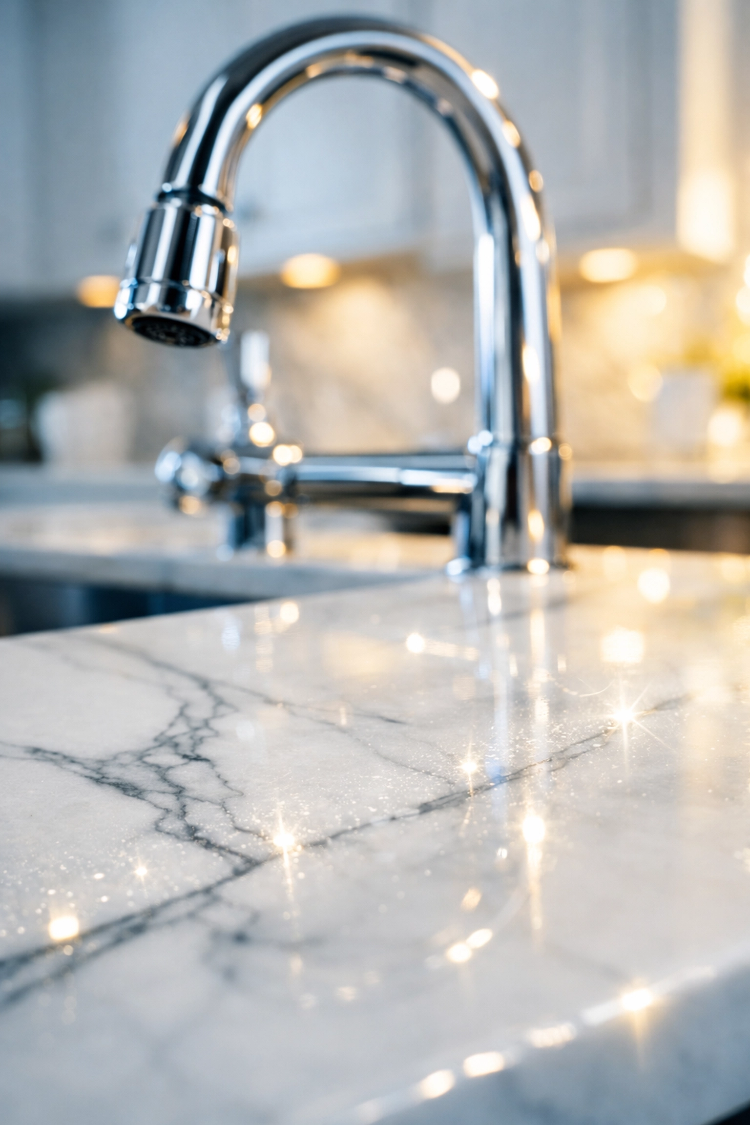 Deep cleaning services near me provide a sparkling finish to luxury marble kitchen countertops.
