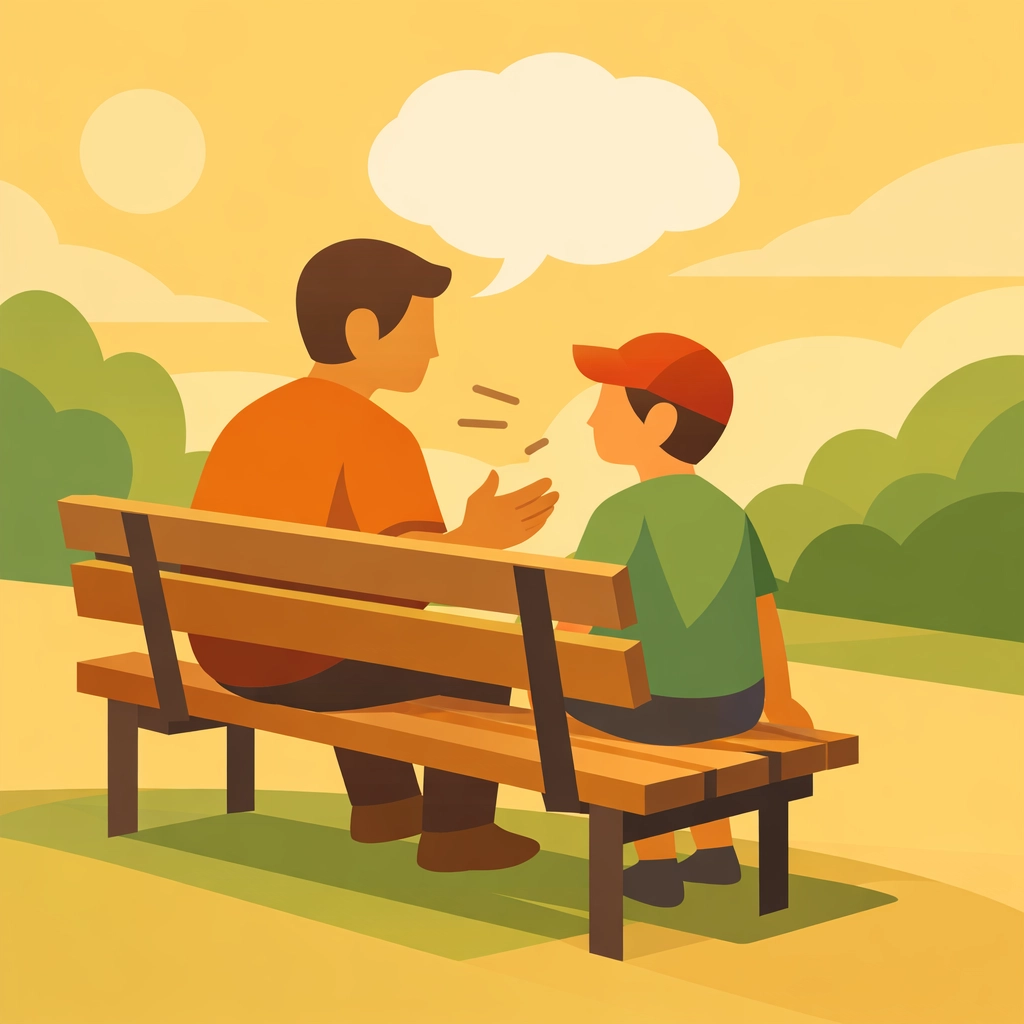 Parent and child discussing movie choices and faith values