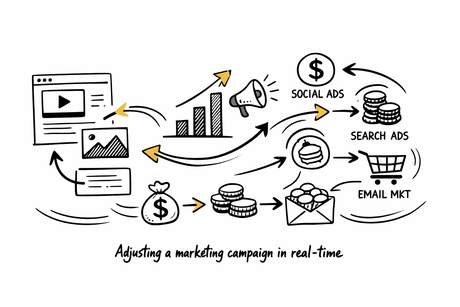 Marketing campaign budget being reallocated between channels for agile optimization