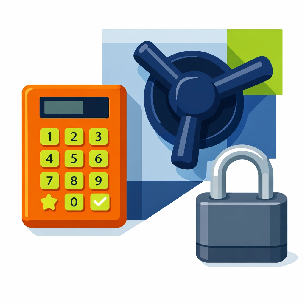 Security keypad, safe handle, and industrial locks representing expert locksmiths Bristol services.